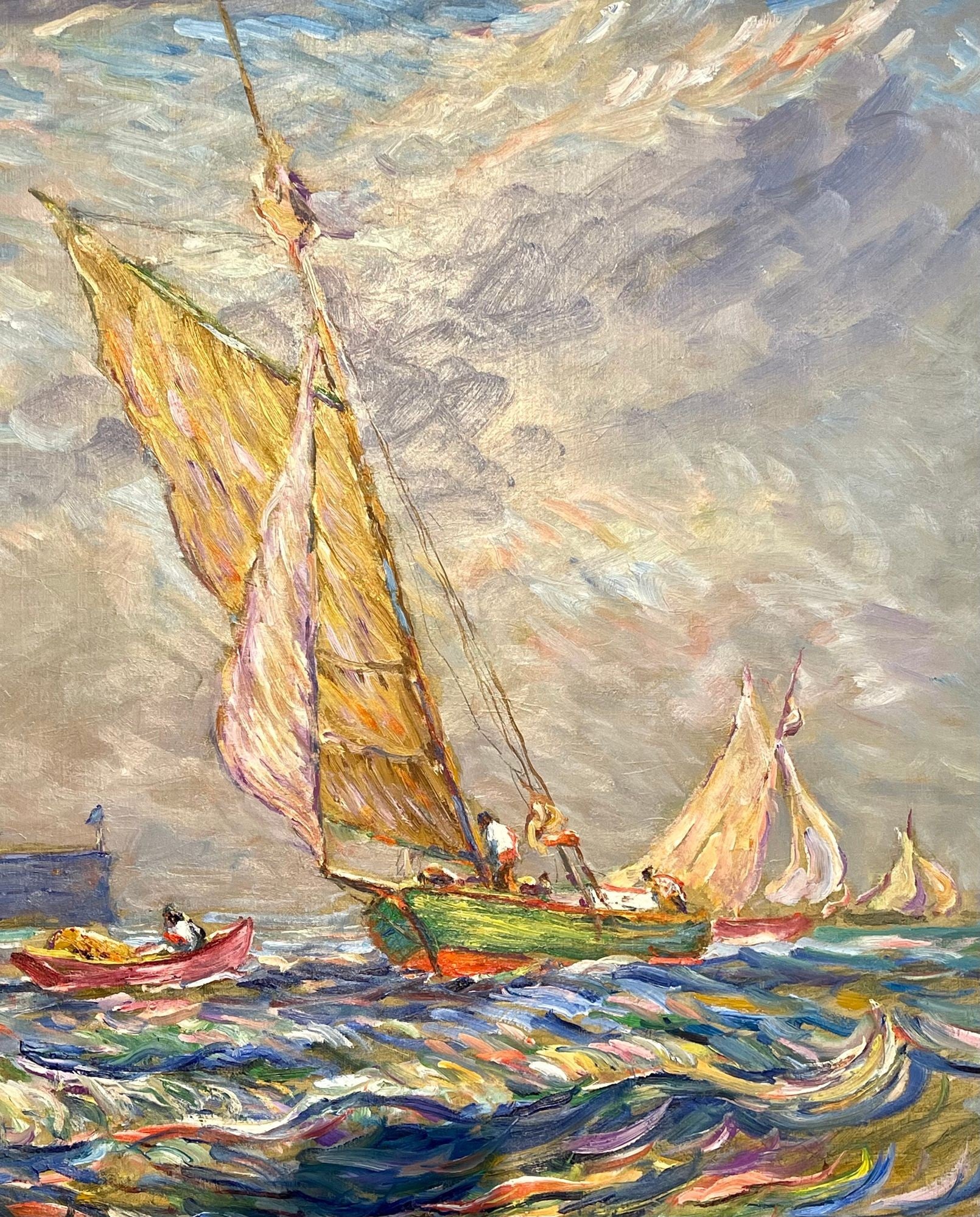 Reynolds Beal, Impressionist Oil Painting, USS Utah Rockport Mass, American 1928
