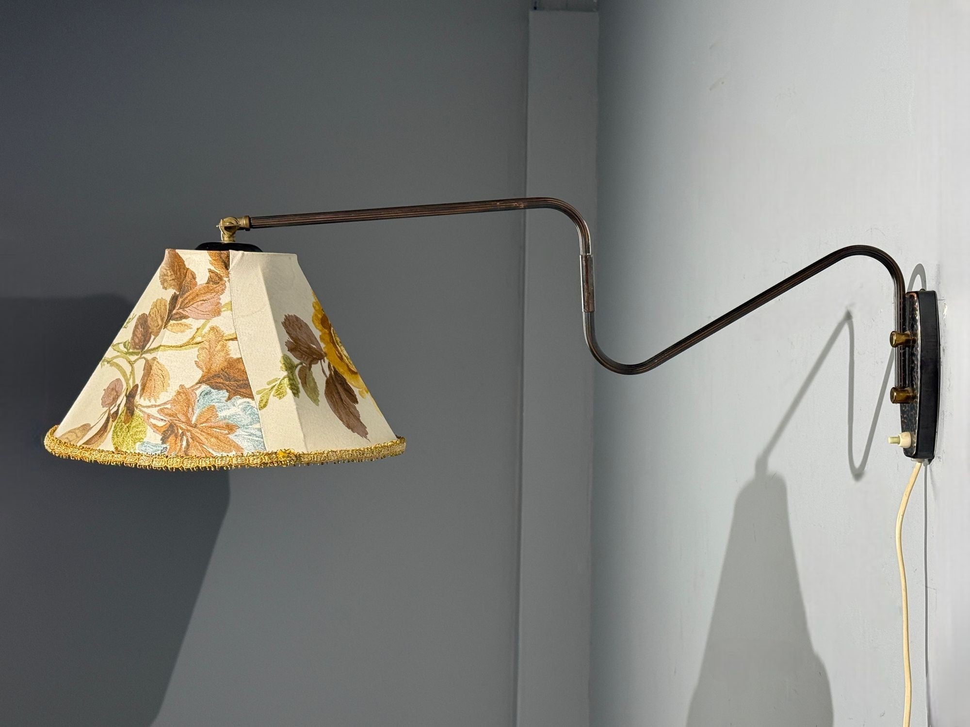 Swedish Modern, Adjustable Wall Light, Copper, Sweden, 1970s