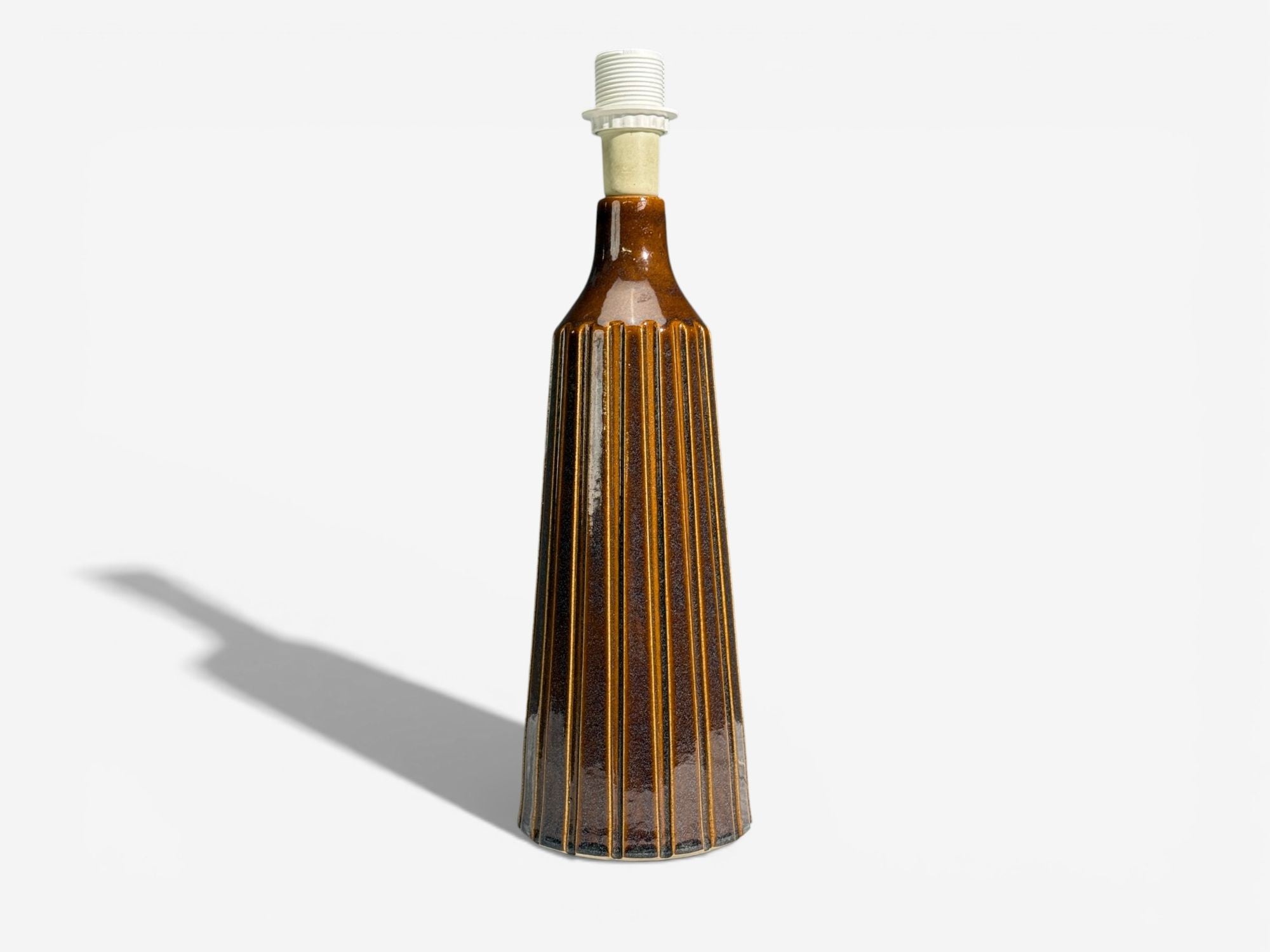 Bruno Karlsson, Large Table Lamp, Brown Stoneware, Sweden, 1960s