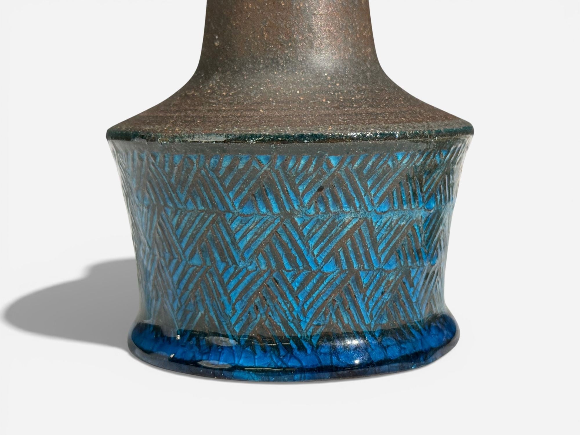 Nils Kähler, Small Table Lamp, Brown Stoneware, Denmark, 1950s