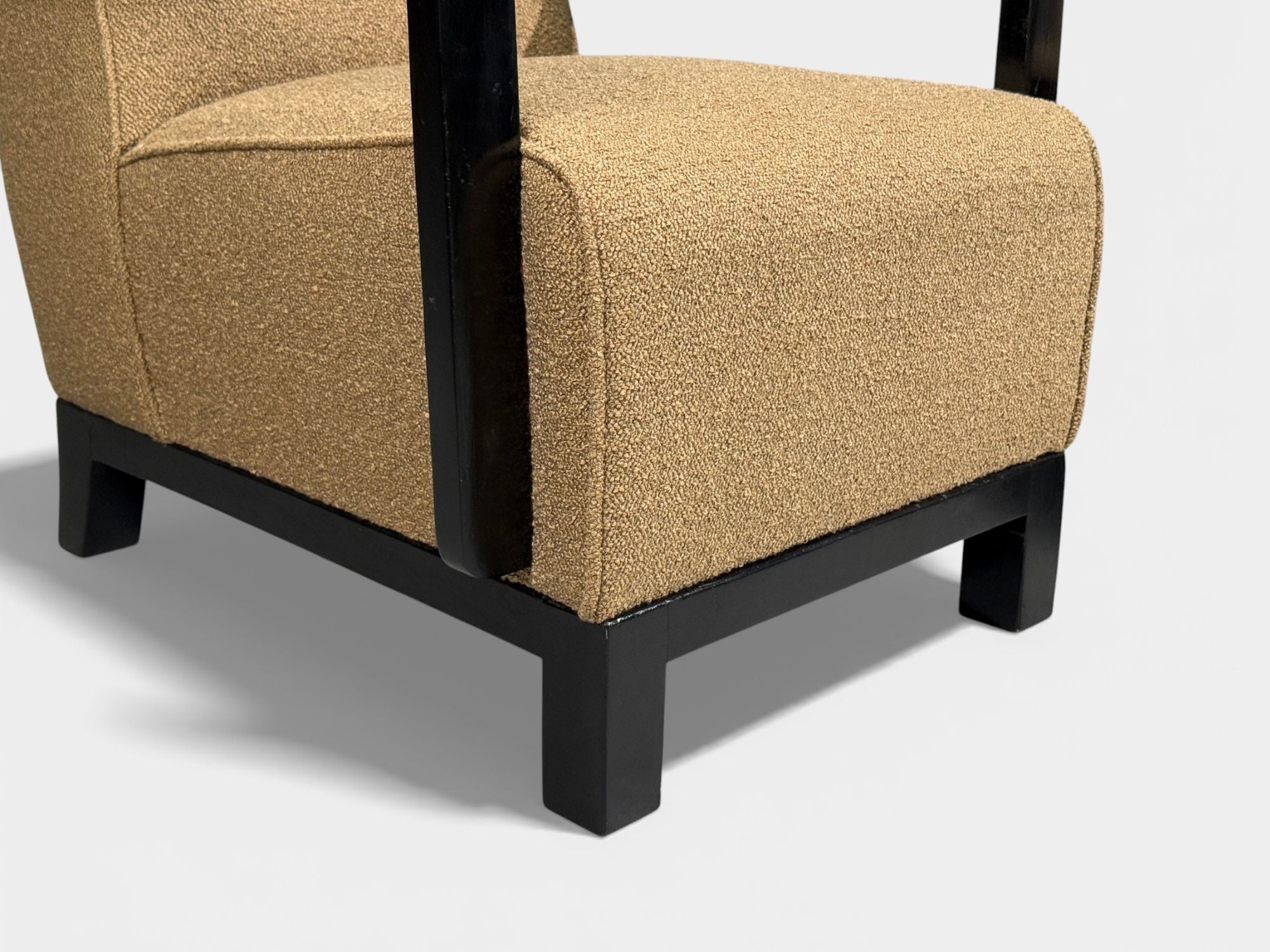 Swedish Art Deco, Lounge Chairs, Ebonized Bentwood, Boucle, Sweden, 1940s