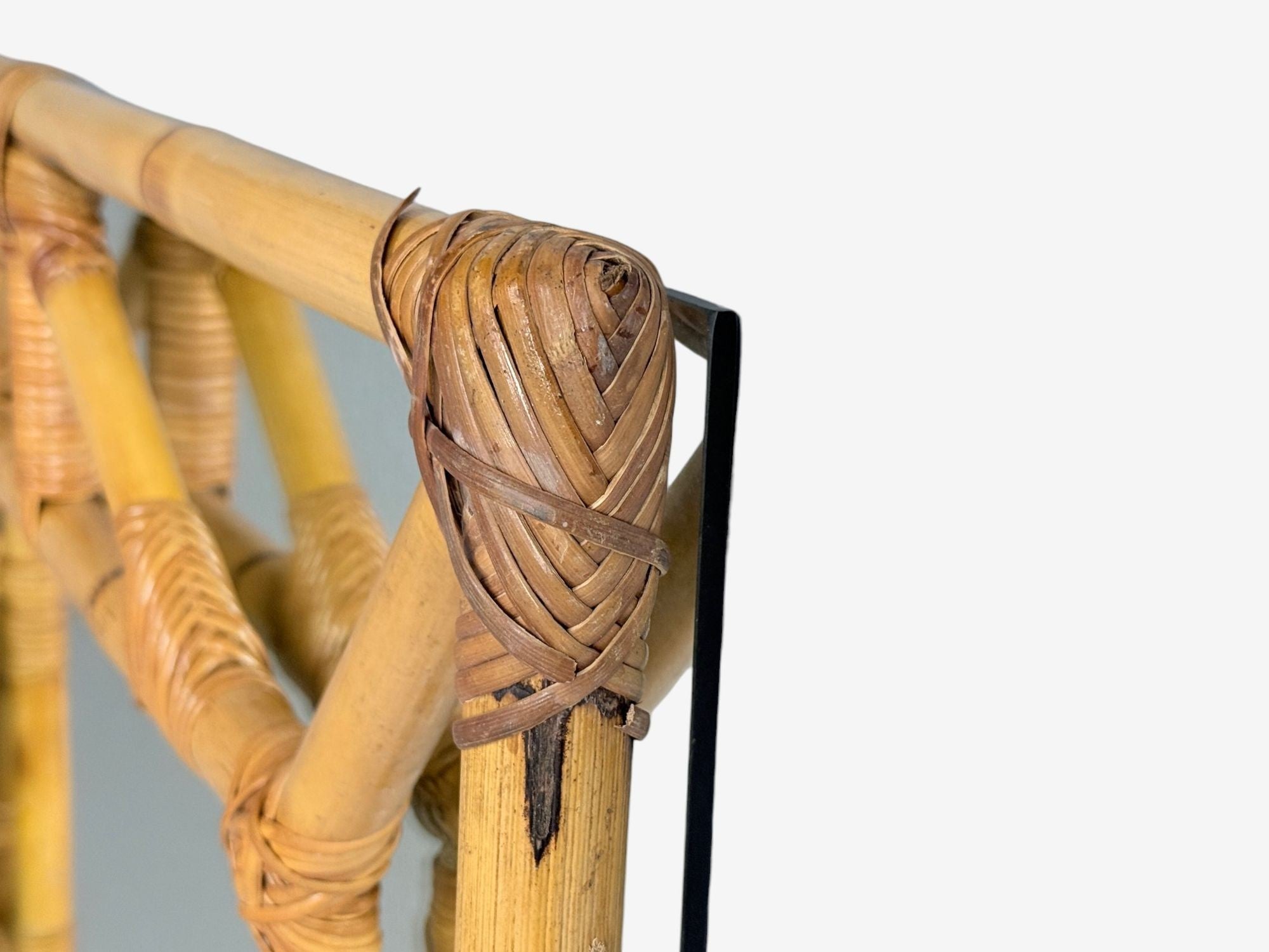 Italian Modern, Bamboo, Glass, Wall Mirror, Italy, 1950s