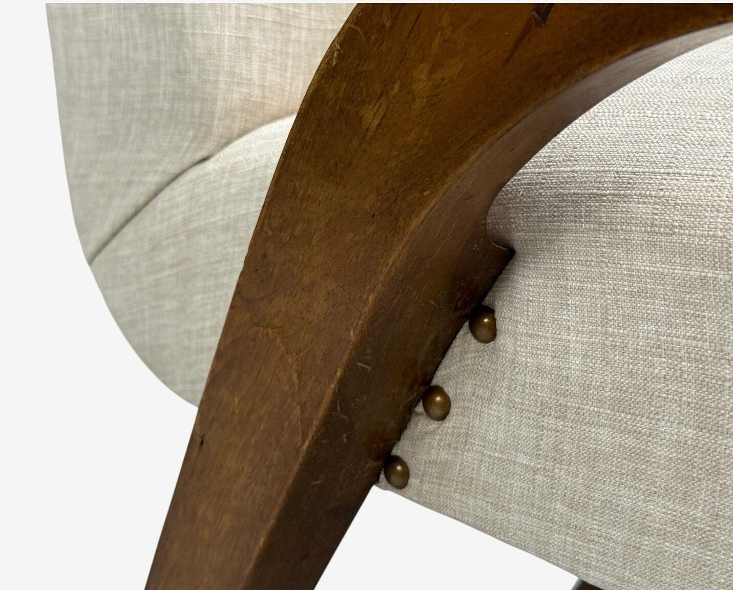 Malatesta & Masson, Beige Fabric, Wood, Occasional Chairs, Italy, 1950s