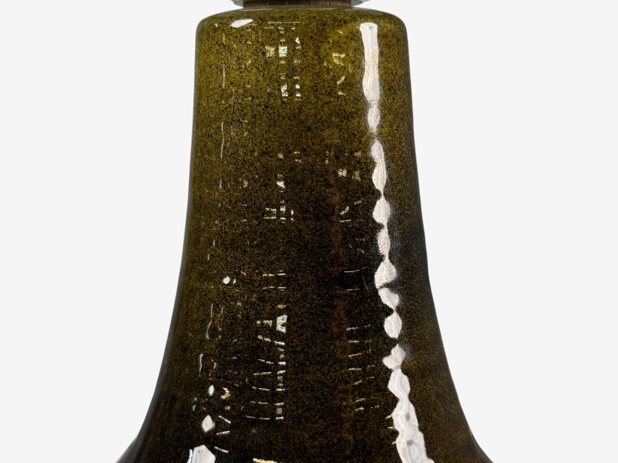 Arne Finne Nielsen, Olive Green Stoneware, Table Lamp, Denmark, 1960s