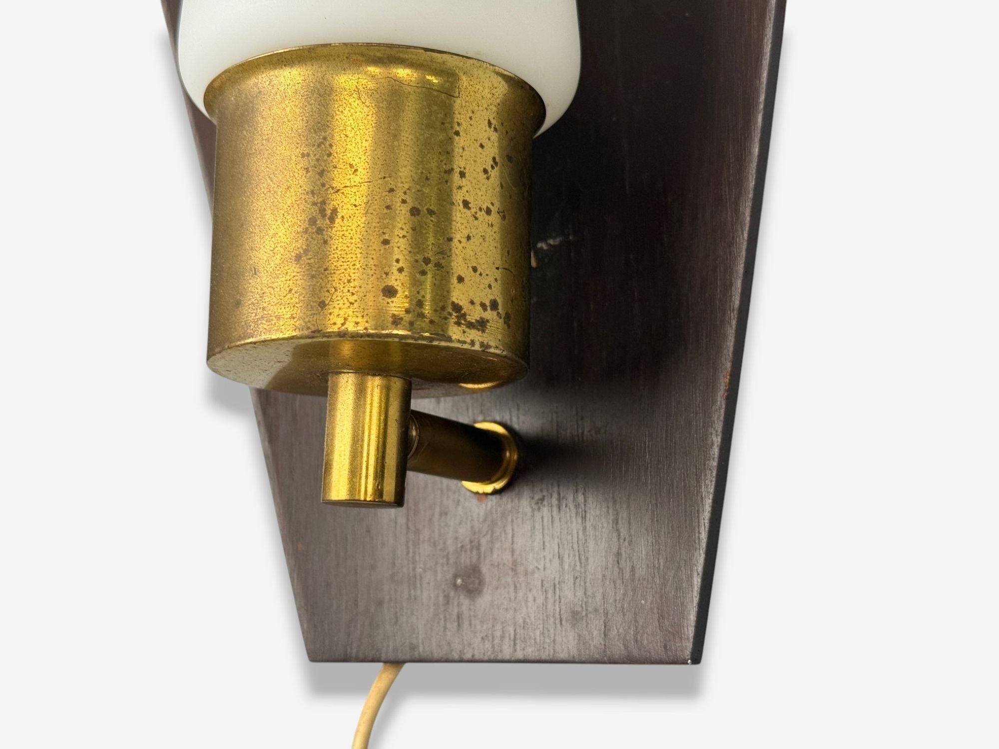 Danish Modern, Teak, Brass, Opaline Glass, Wall Lights, Denmark, 1960s
