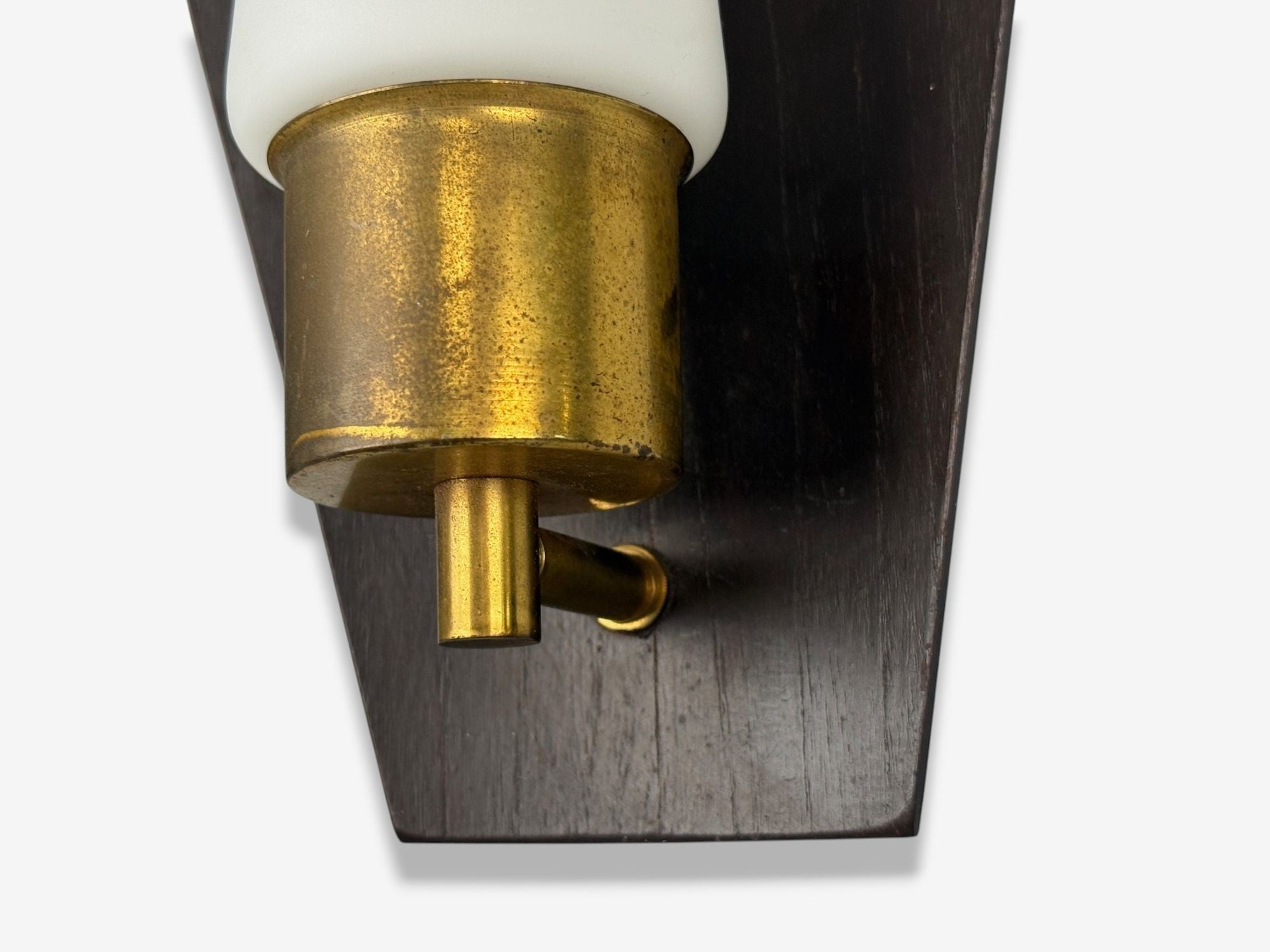 Danish Modern, Teak, Brass, Opaline Glass, Wall Lights, Denmark, 1960s
