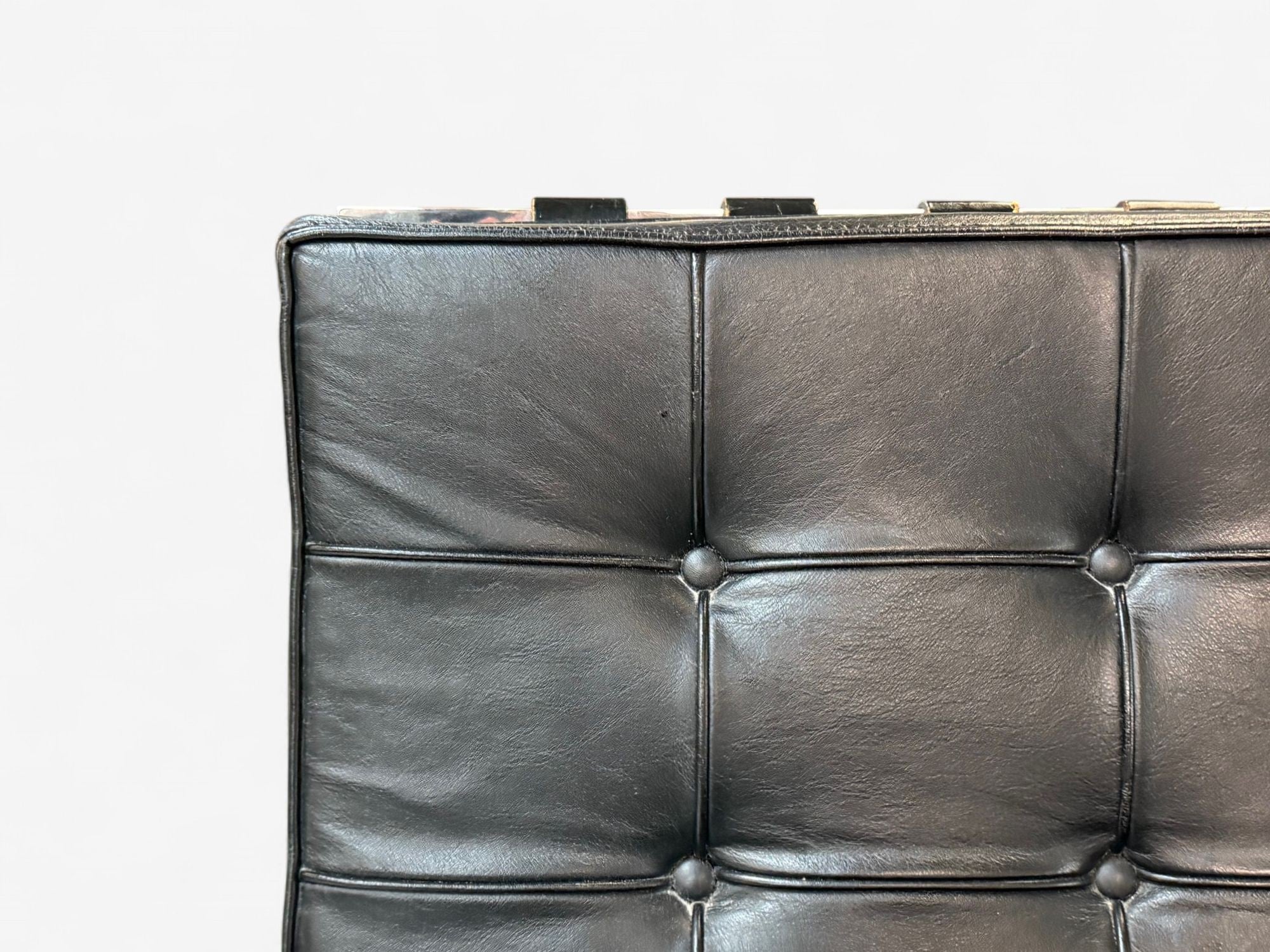 Mies van der Rohe, Black Leather, Chrome, Early Barcelona Chairs, USA, 1960s