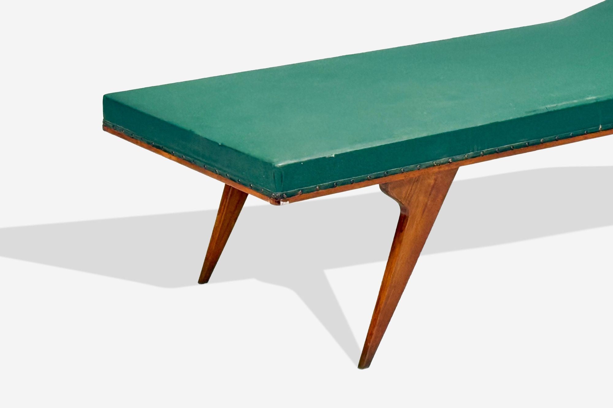 Italian Modern, Walnut, Leatherette, Chaise Lounge, Italy, 1950s
