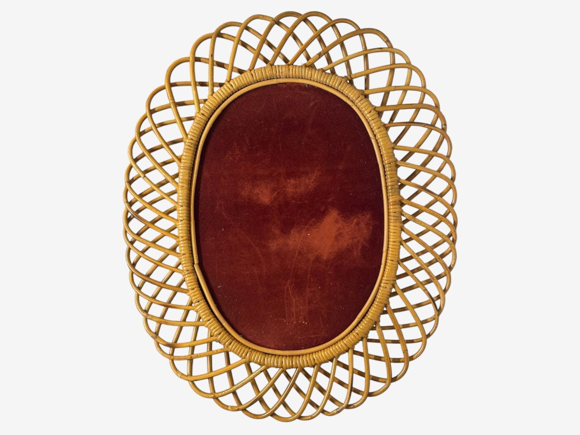 Italian Modern, Rattan, Bamboo, Wall Mirror, Italy, 1960s