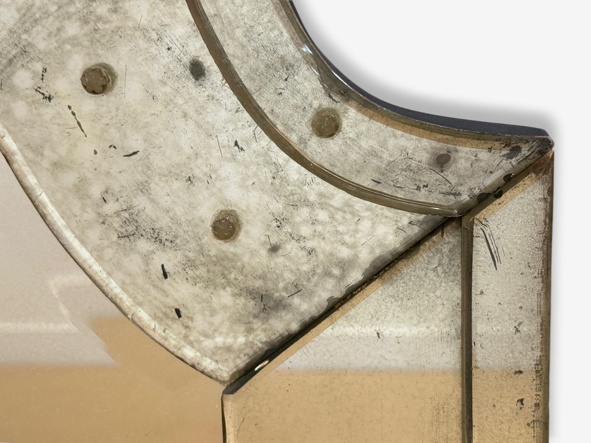 Queen Anne Style, Venetian Wall Mirrors, Antiqued Beveled Glass, Dome Top