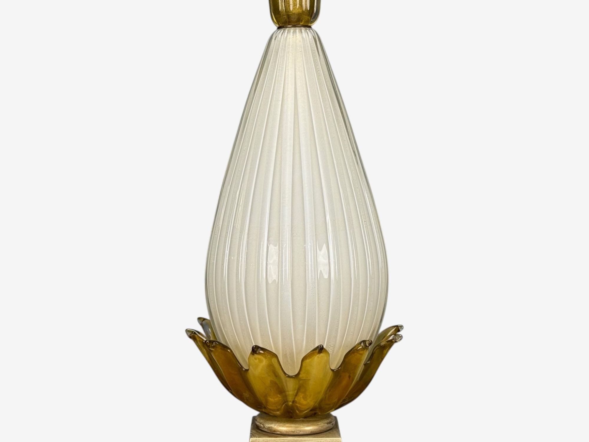 Italian Modern, Murano Glass, Wood, Large Table Lamps, Italy, 1940s