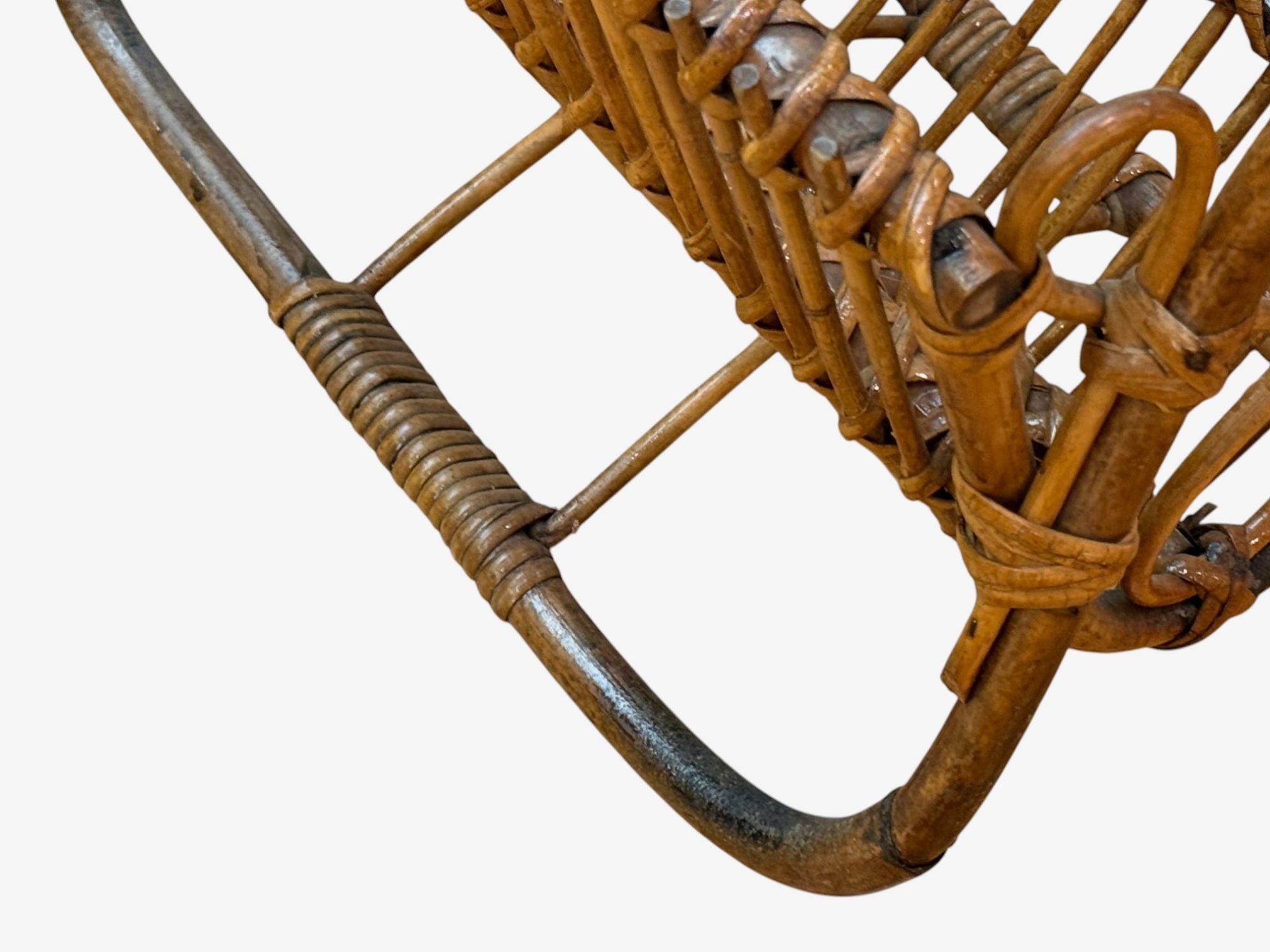 Italian Modern, Rattan, Bamboo, Cane, Magazine Rack, Italy, 1960s