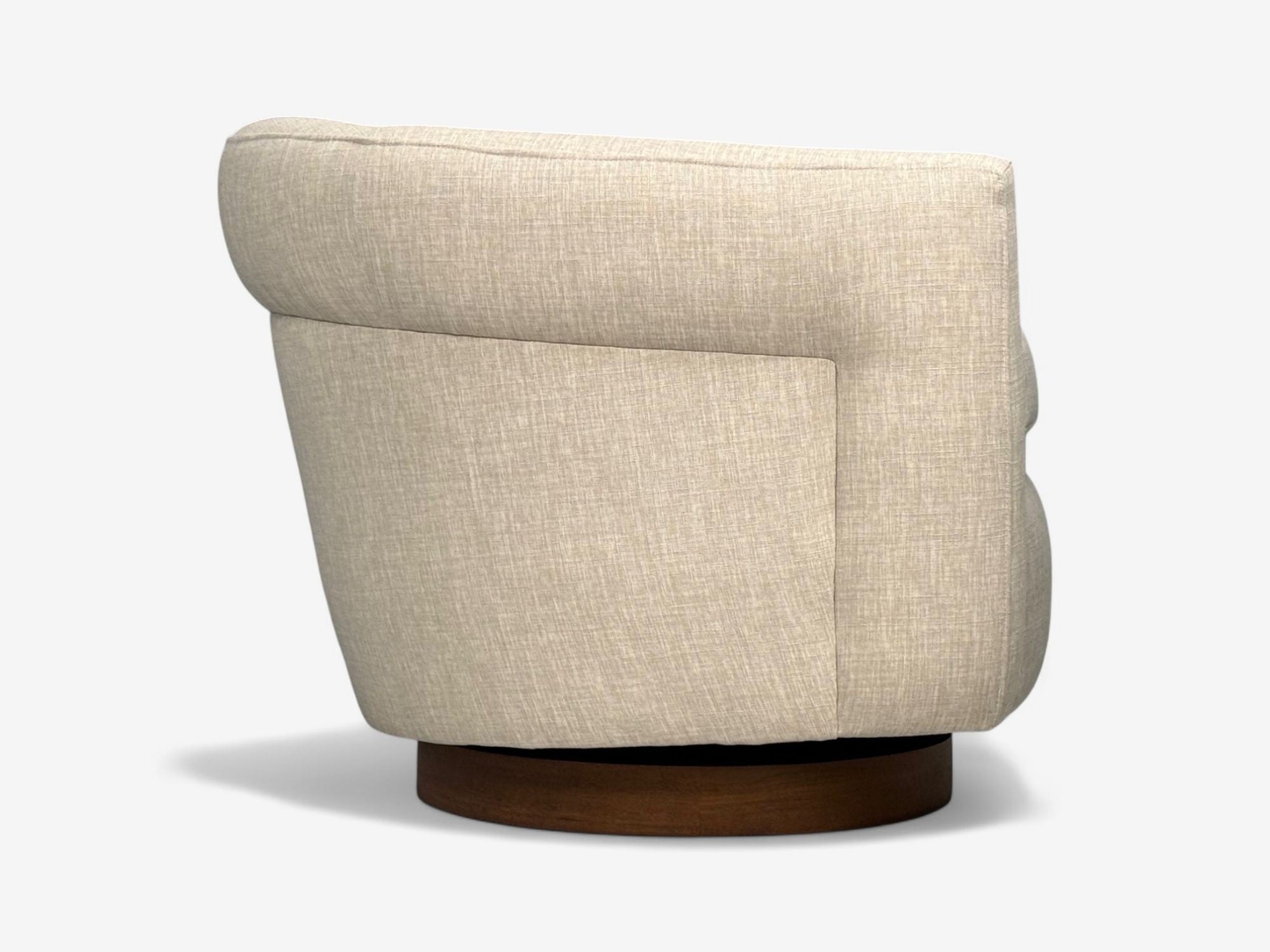 Milo Baughman, Beige Upholstery, Walnut, Tilt & Swivel Chairs, USA, 1970s