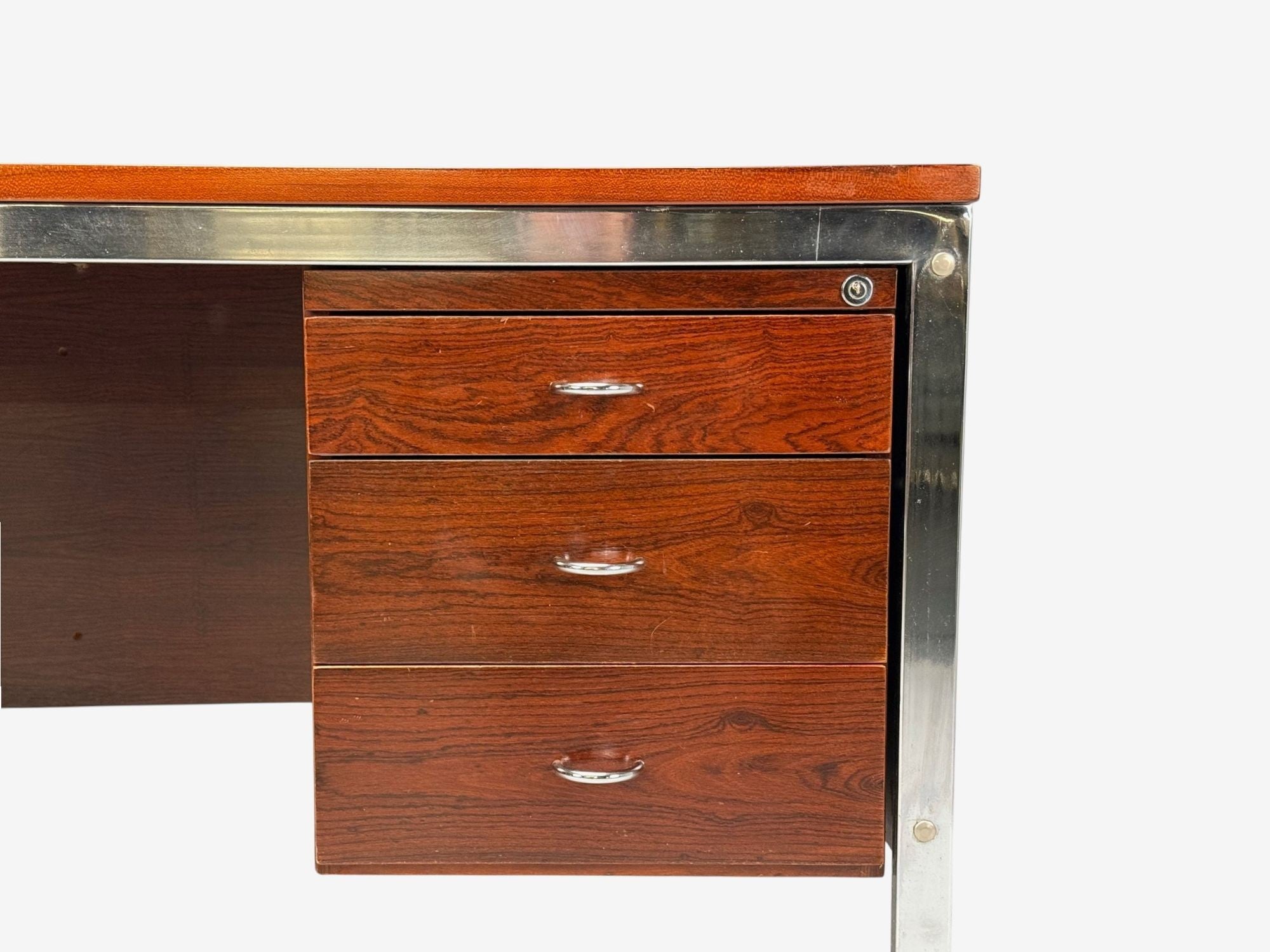 Jean Gillon, Brazilian Modern, Jacaranda, Chrome, Writing Desk, Brazil, 1960s