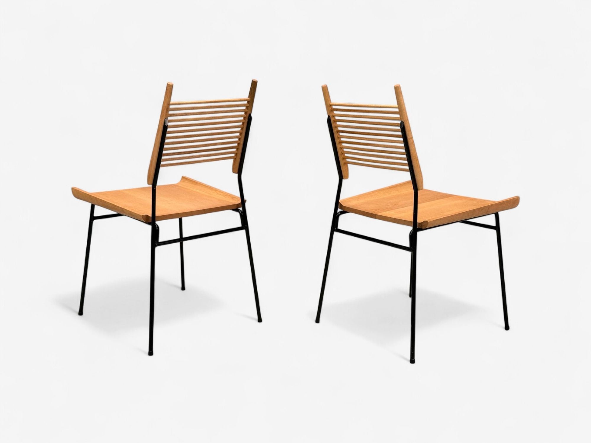 Paul McCobb, Maple, Lacquered Iron, Shovel Dining Chairs, USA, 1950s