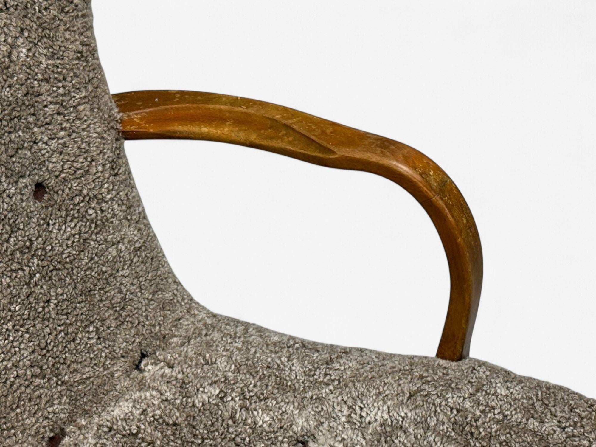 Philip Arctander Style, Shearling, Beech, Lounge Chair, Denmark, 1960s