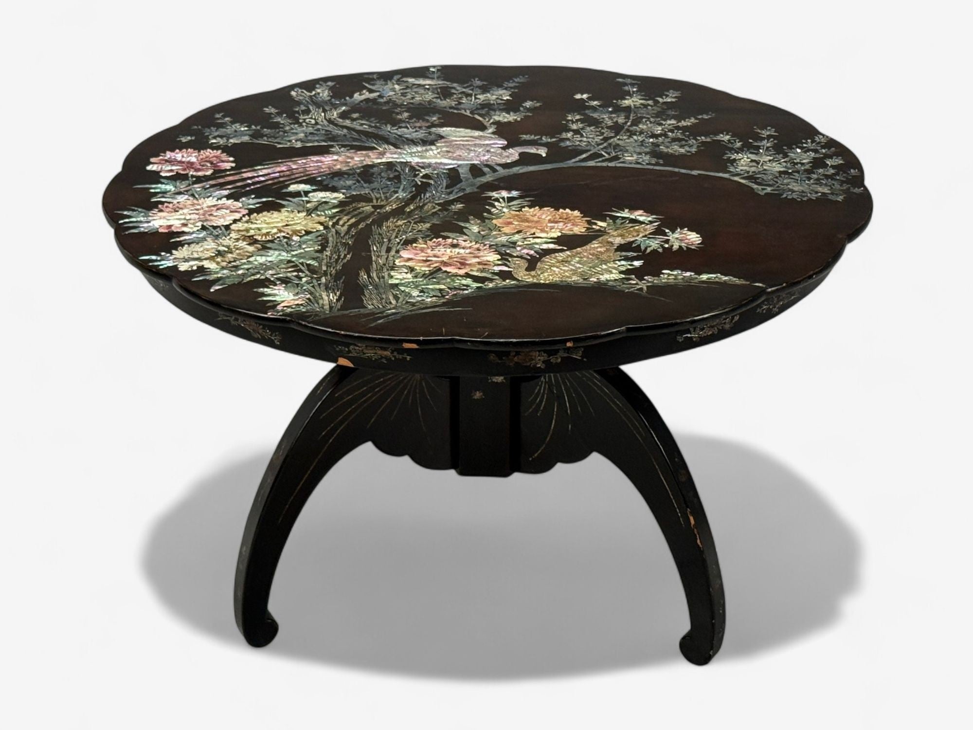 Chinese Export, Ebonized Wood, Mother-of-Pearl, Center Table, China, 1900
