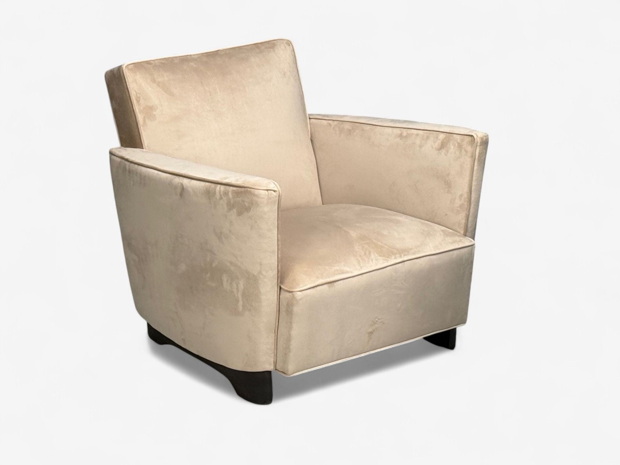 Slagelse Mobelfabrik, Beige Velvet, Beech, Lounge Chairs, Denmark, 1940s