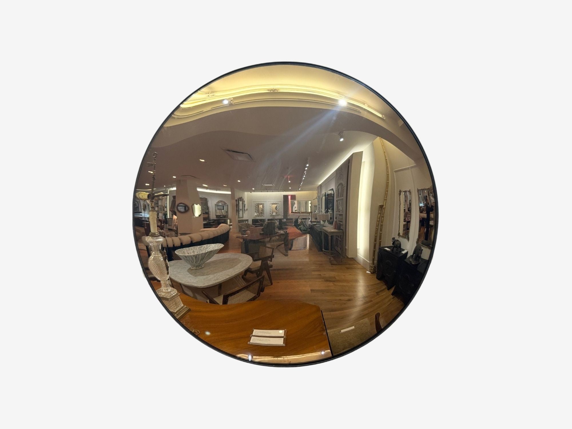 Contemporary, Convex Glass, Brass, Silver Space Age Wall Mirror