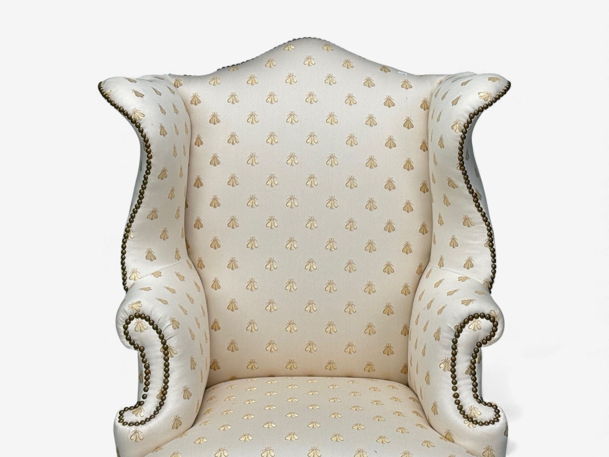 Queen Anne , Scalamandre Fabric, Mahogany, Wingback Chair, England, 19th c.