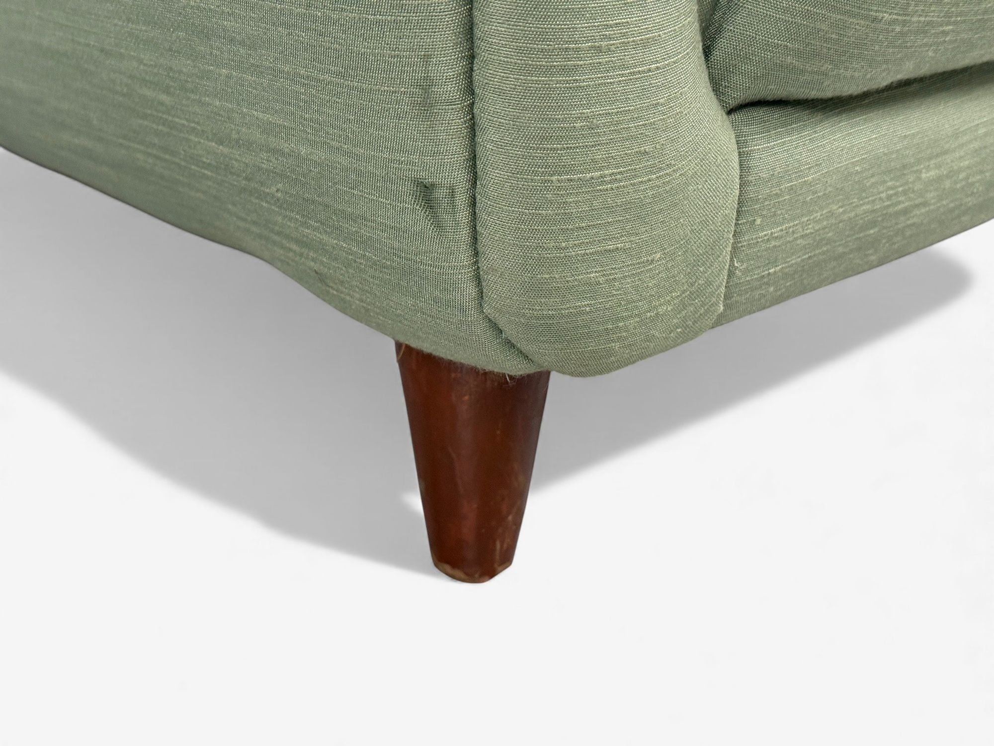 Melchiorre Bega, Green Fabric, Wood, Lounge Chair, Italy, 1950s