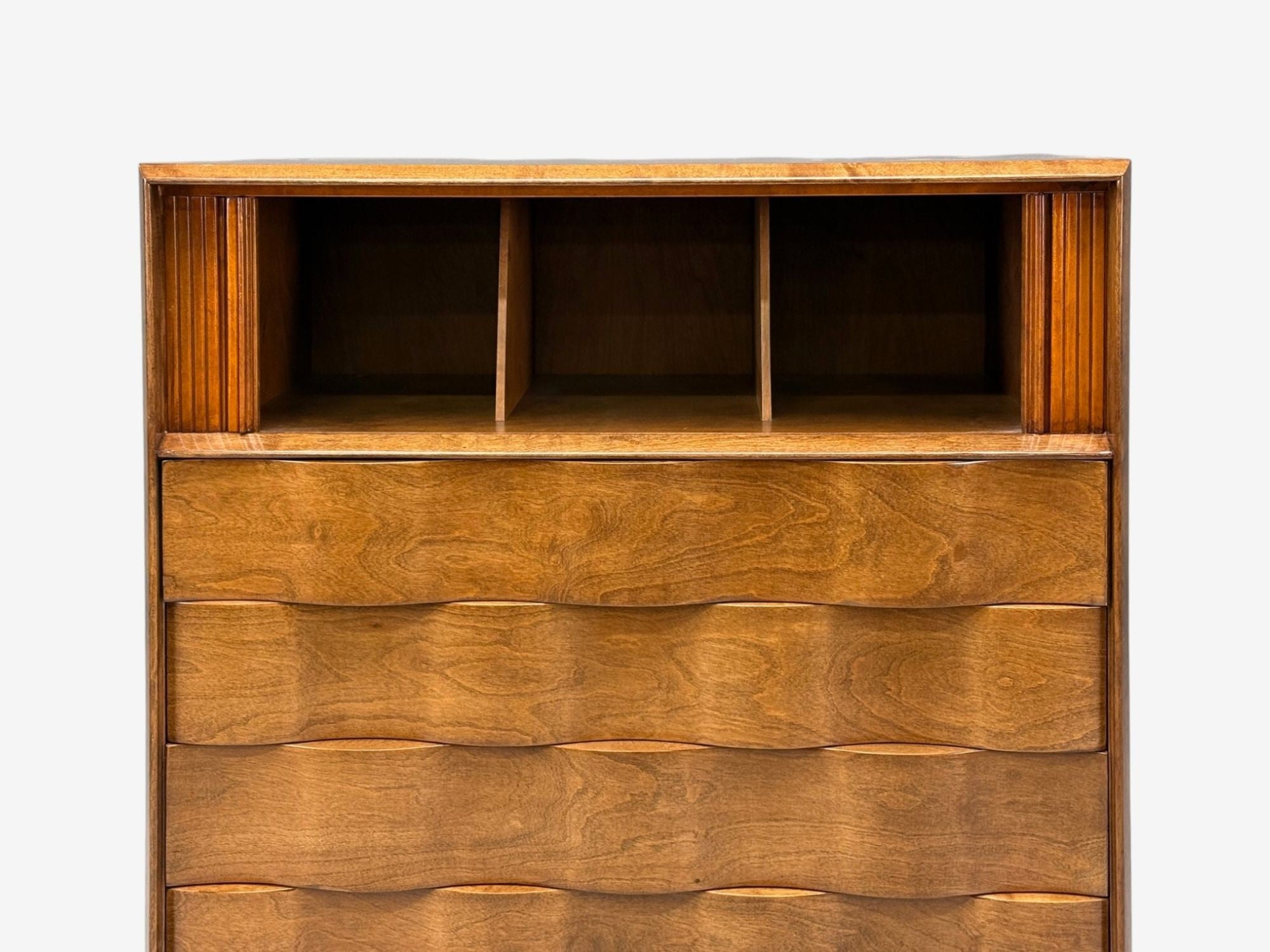 Edmund J Spence, Swedish Modern, Maple, Wave Highboy, Sweden, 1950s