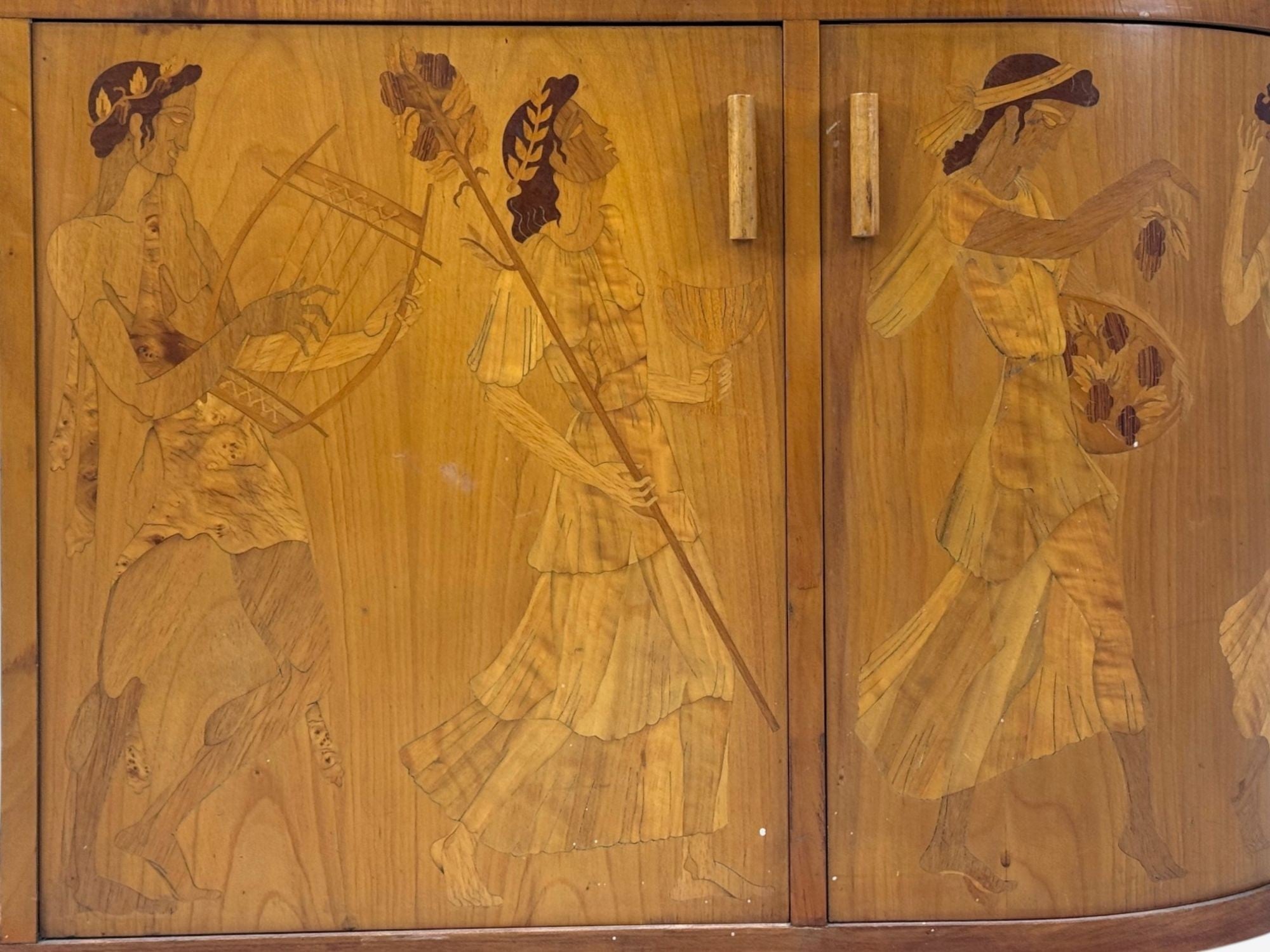 Erik Mattsson, Art Deco, Marquetry, Glass, Rare Bar Cart, Sweden c. 1939