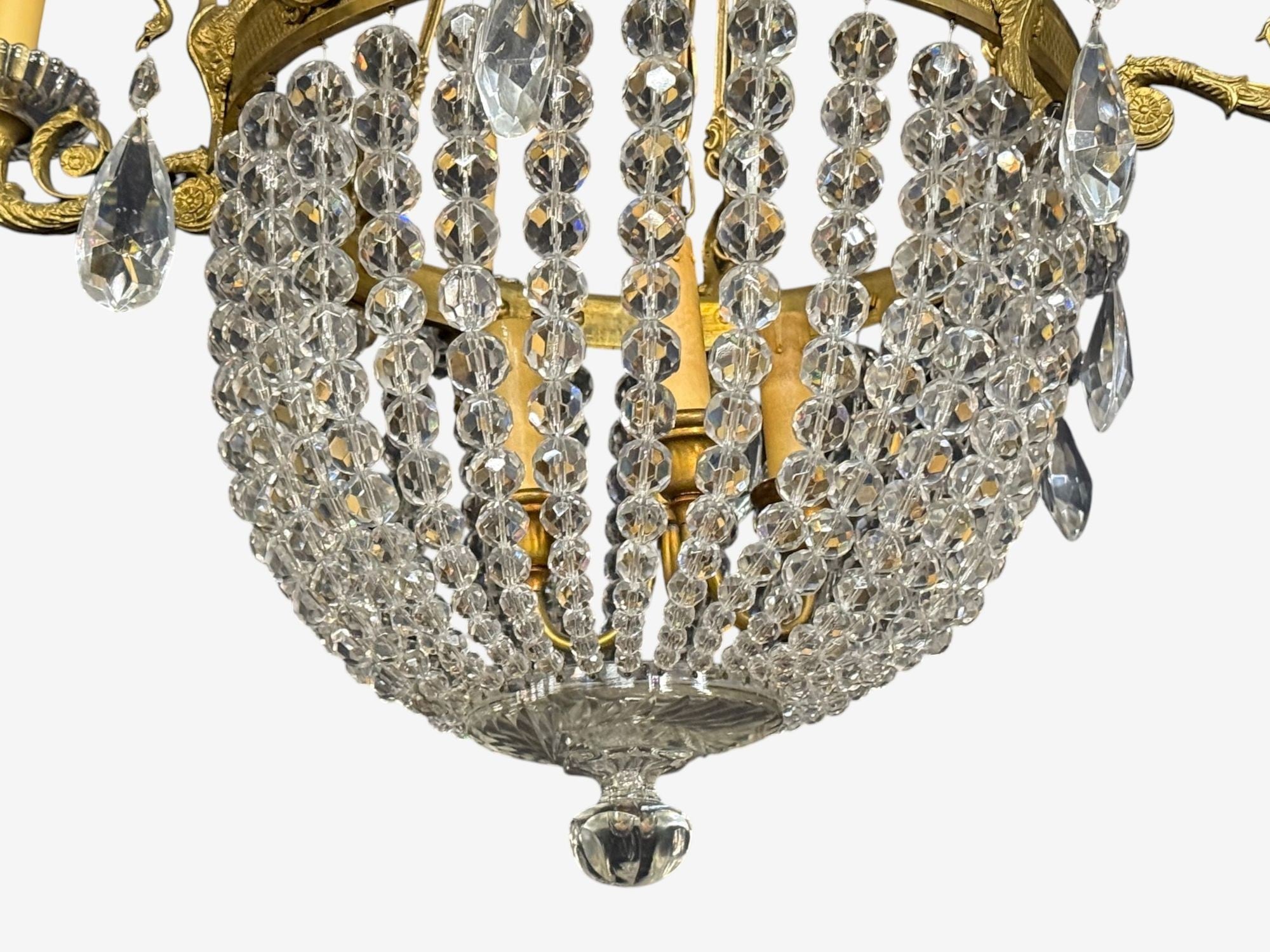 Neoclassical, Bronze, Crystal, Nine Light Chandelier, France, 19th c.