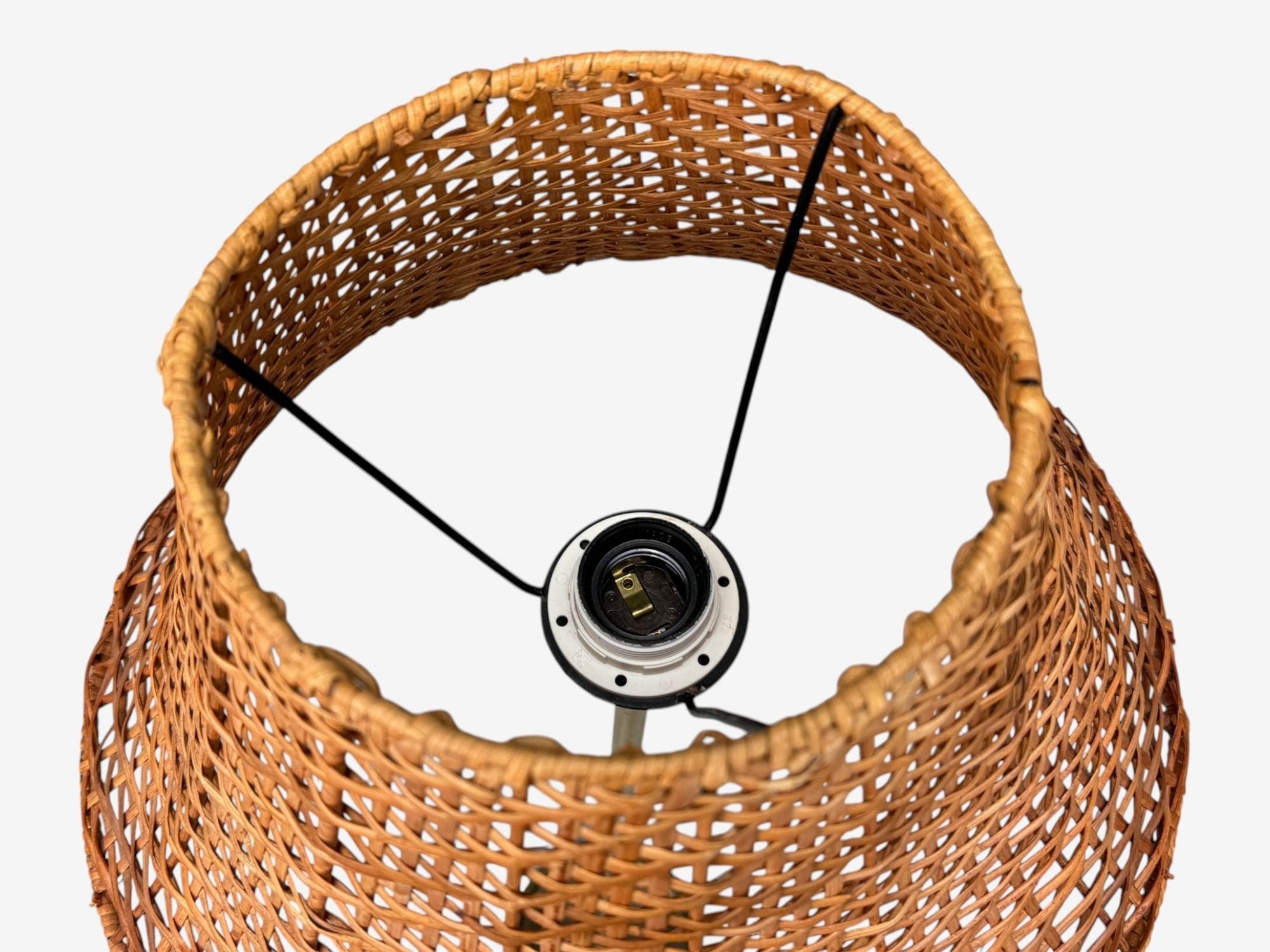 Falkenbergs Belysning, Floor Lamp, Brass, Rattan, Sweden, 1950s