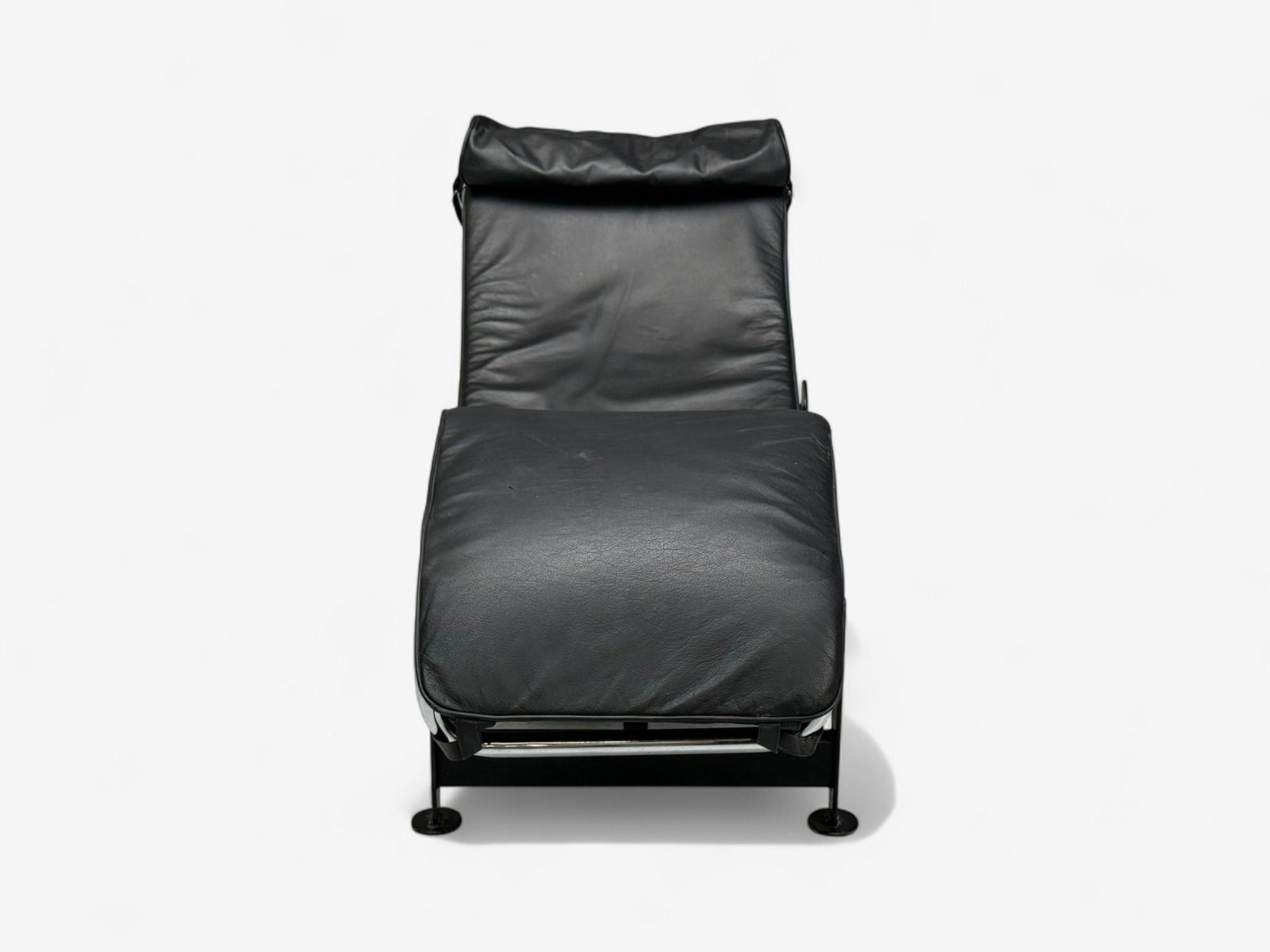 Le Corbusier Style, Mid-Century Modern, Black Leather, Chaise Lounge, 20th C.