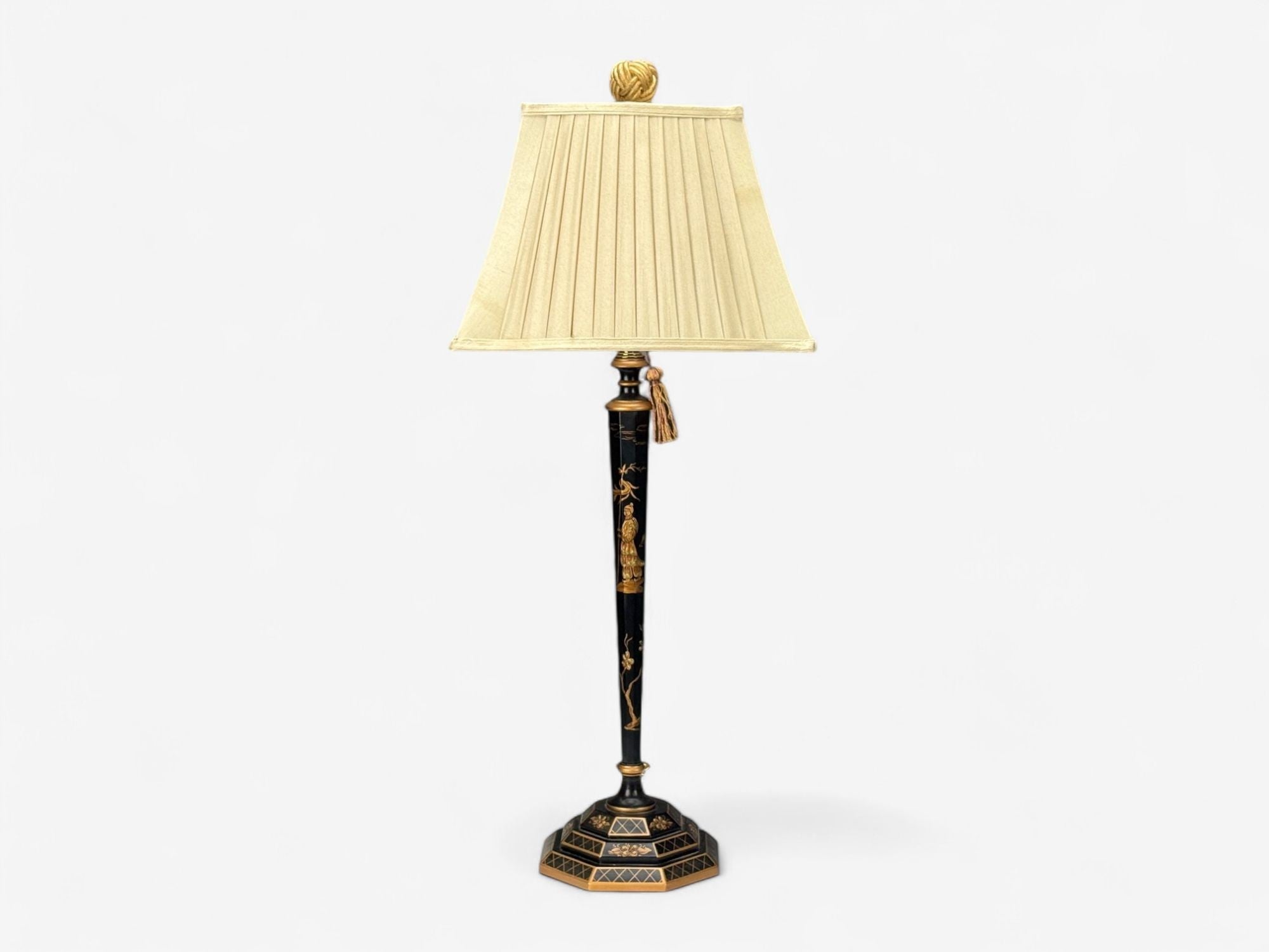Chinoiserie, Painted Wood, Gilt, Ebonized Table Lamps, USA, 1970s
