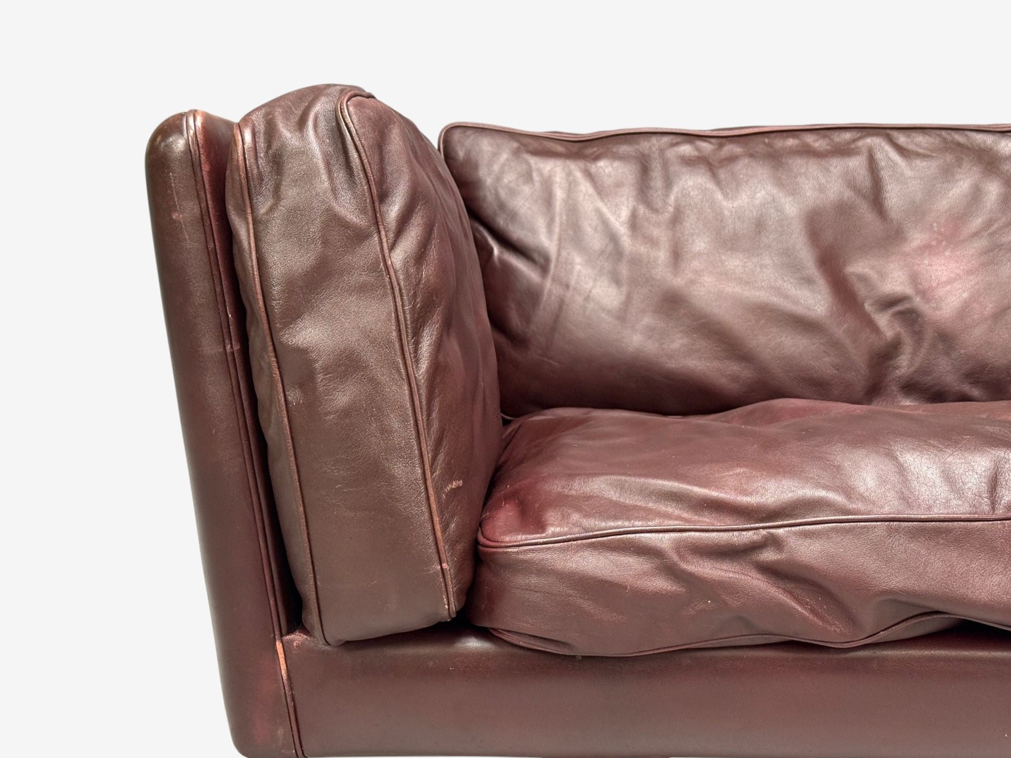 Illum Wikkelsø, Settee, Brown Leather, Rosewood, Denmark, 1960s