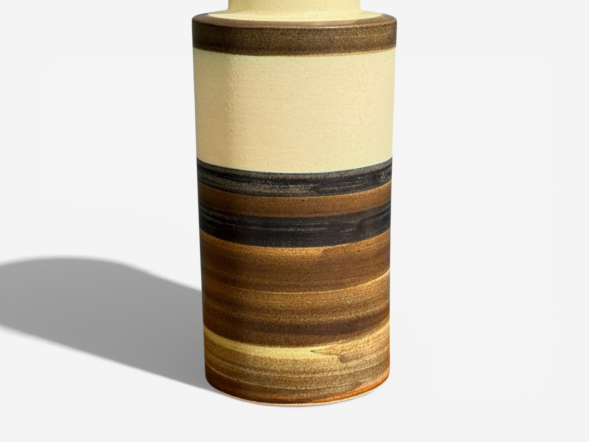 Eriksen Keramik, Large Table Lamp, Beige Stoneware, Denmark, 1970s
