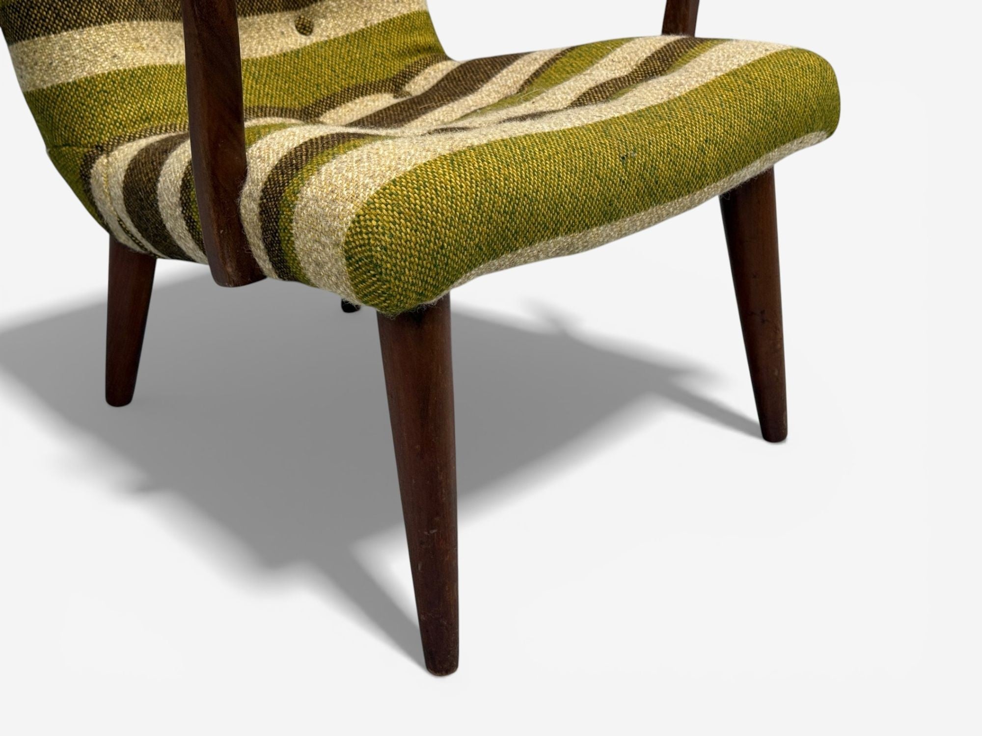 Philip Arctander Style, Lounge Chair, Wool, Walnut, Denmark, 1940s