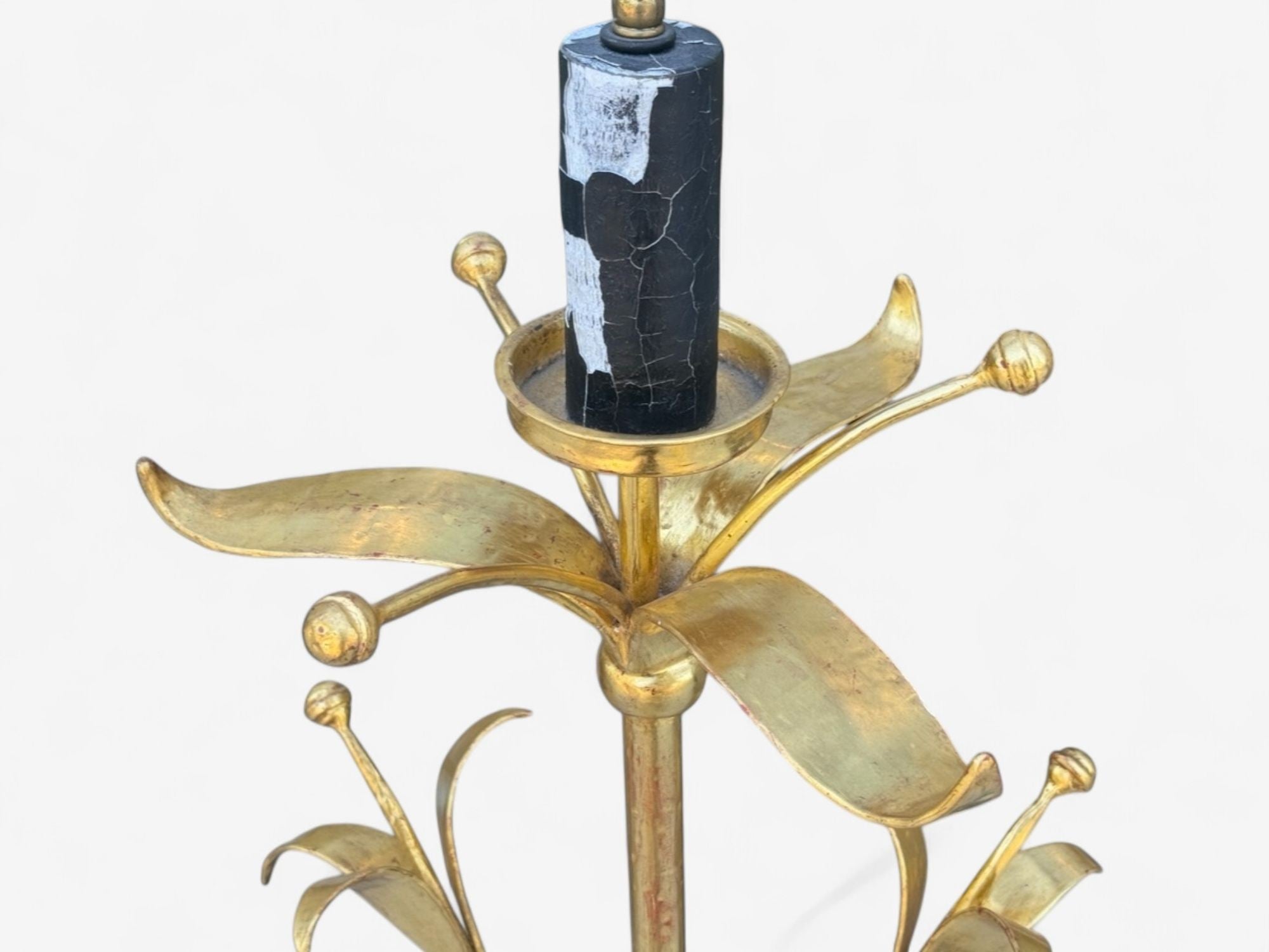 Hollywood Regency, Gilt Metal, Floral Floor Lamp, France, 1960s
