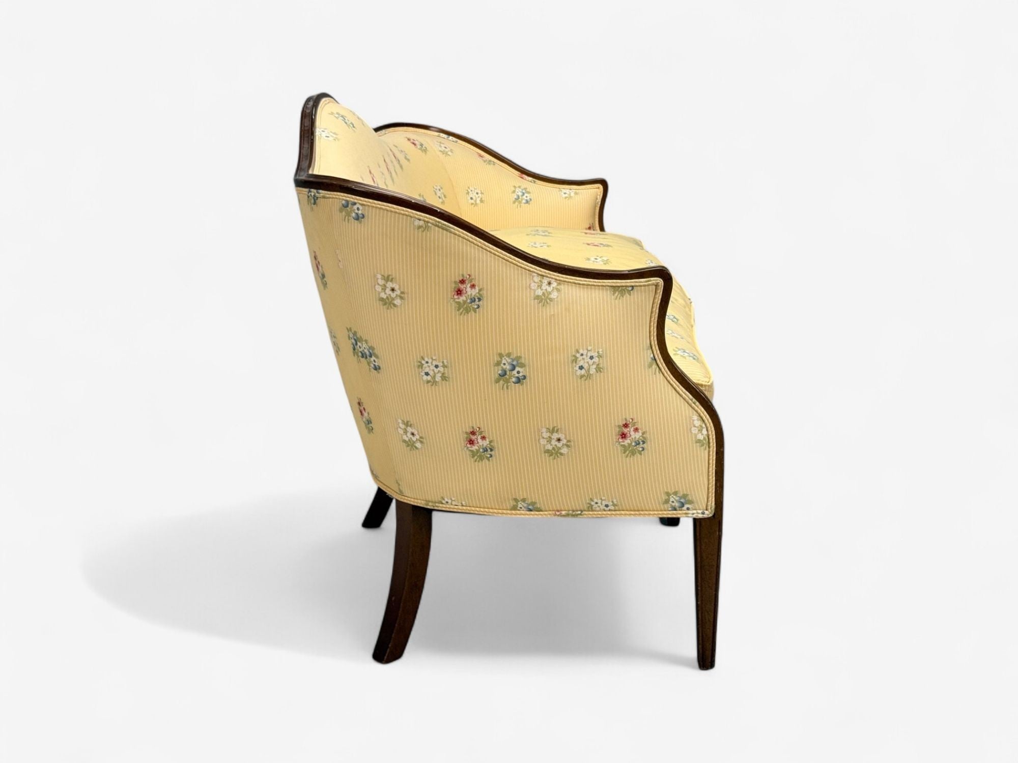 Hepplewhite Style, Mahogany, Scalamandre Upholstery, Loveseat, 1930s