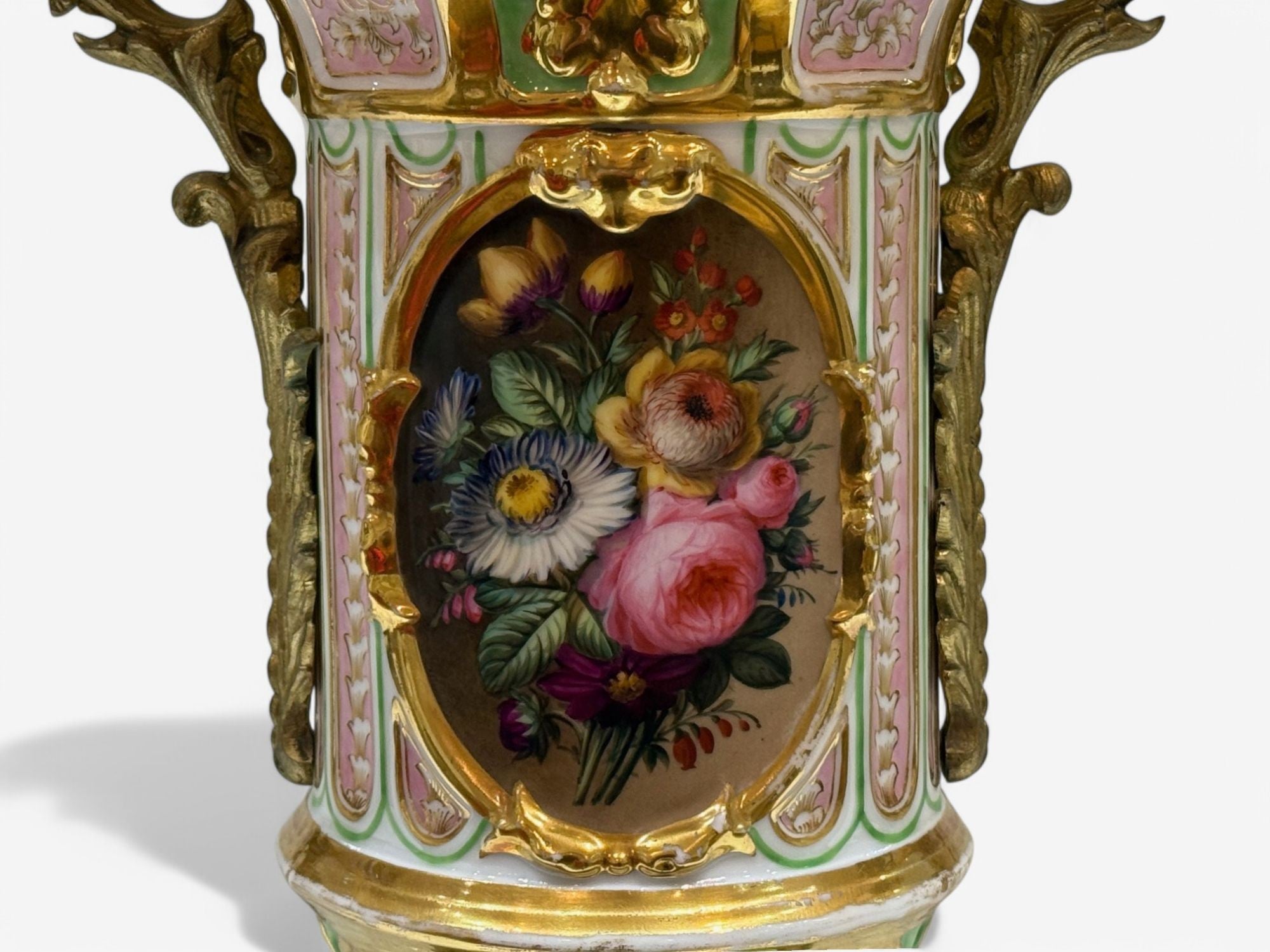 French Design, Gilt Bronze, Porcelain, Ornate Table Lamp, France, 19th C.