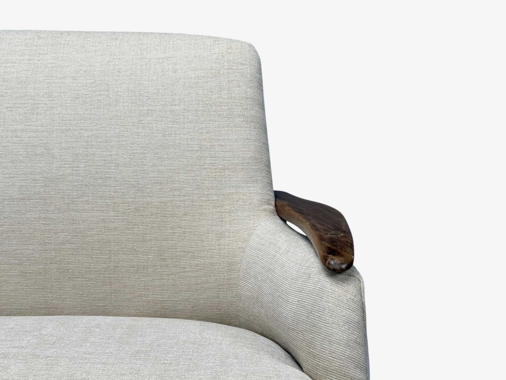 Finn Juhl Style, Danish Modern, Wood, Beige Fabric, Sofa, Denmark, 1950s