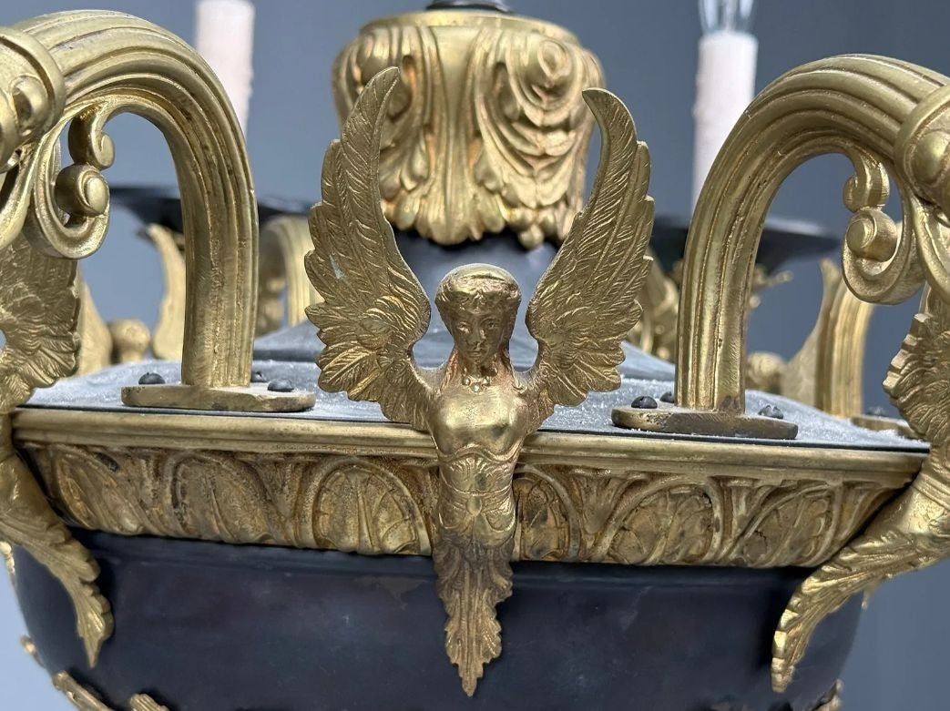 Federal Style, Chandelier, Bronze, Ebony, Europe, 1960s