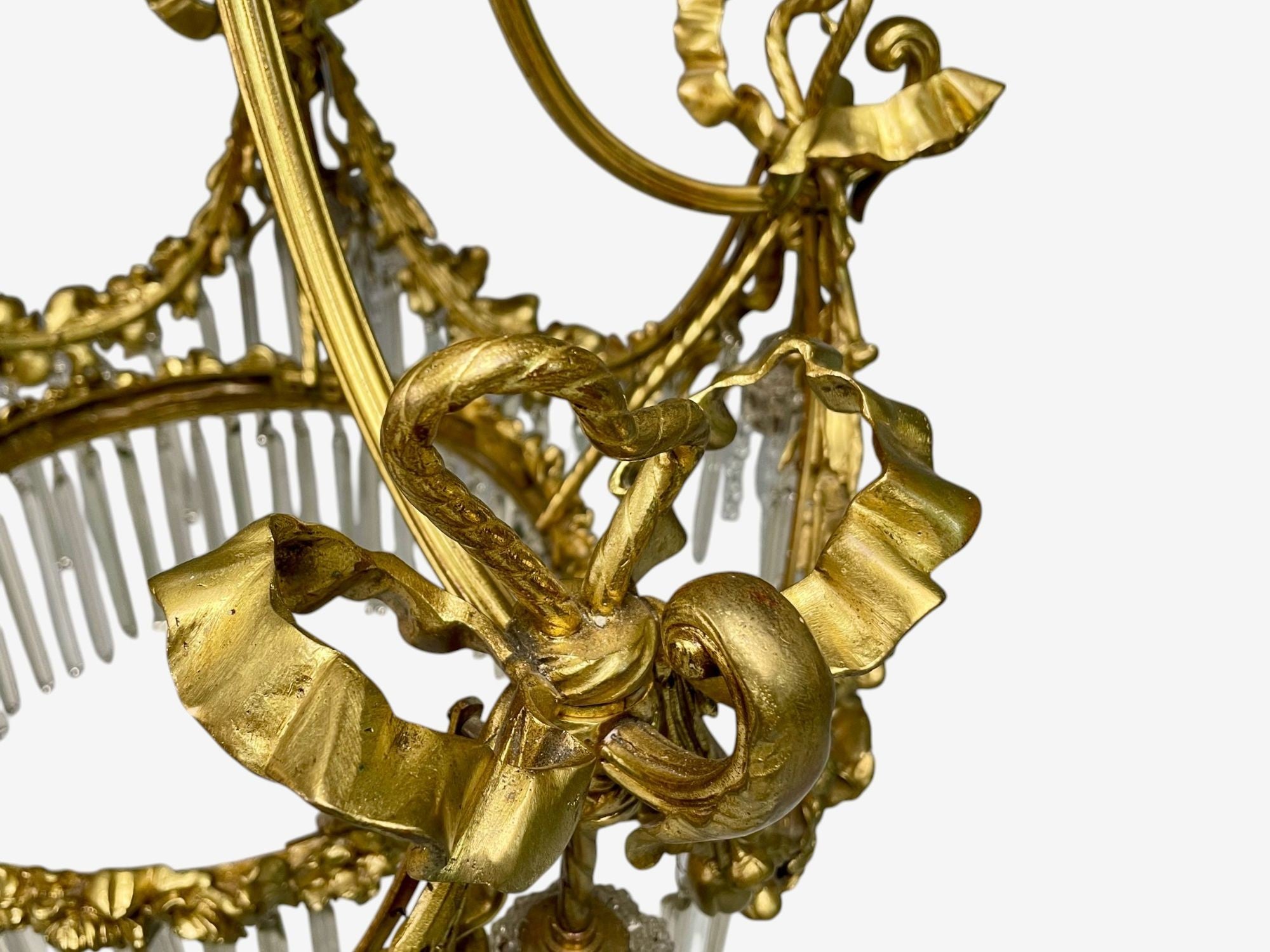 Louis XVI Style, Russian Neoclassical, Bronze, Crystal, Chandelier, France 1900s