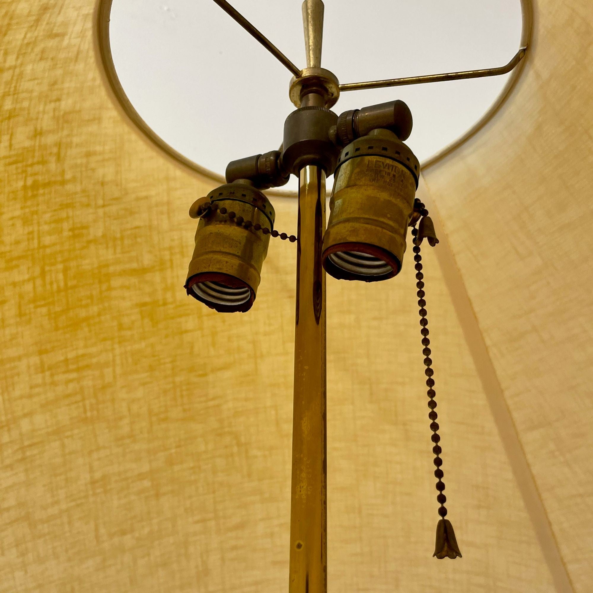 Hollywood Regency, Water Gilt, Fabric, Monumental Table Lamps, USA, 1970s