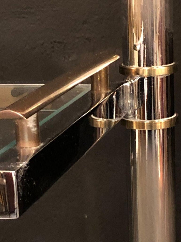 Maison Jansen Style Hollywood Regency Étagère, Bookcase, Brass and Steel Design