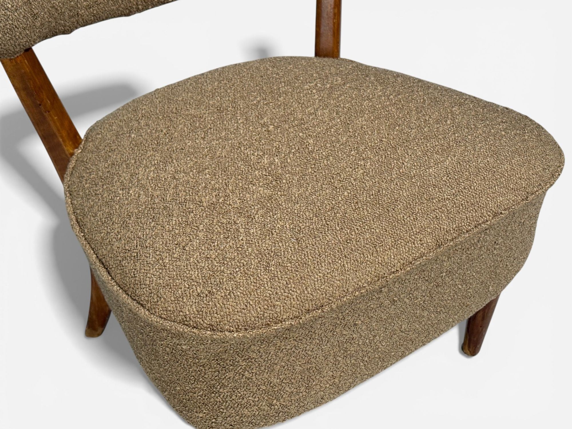 Lisa Johansson-Pape, Lounge Chairs, Brown Boucle, Wood, Finland, 1940s