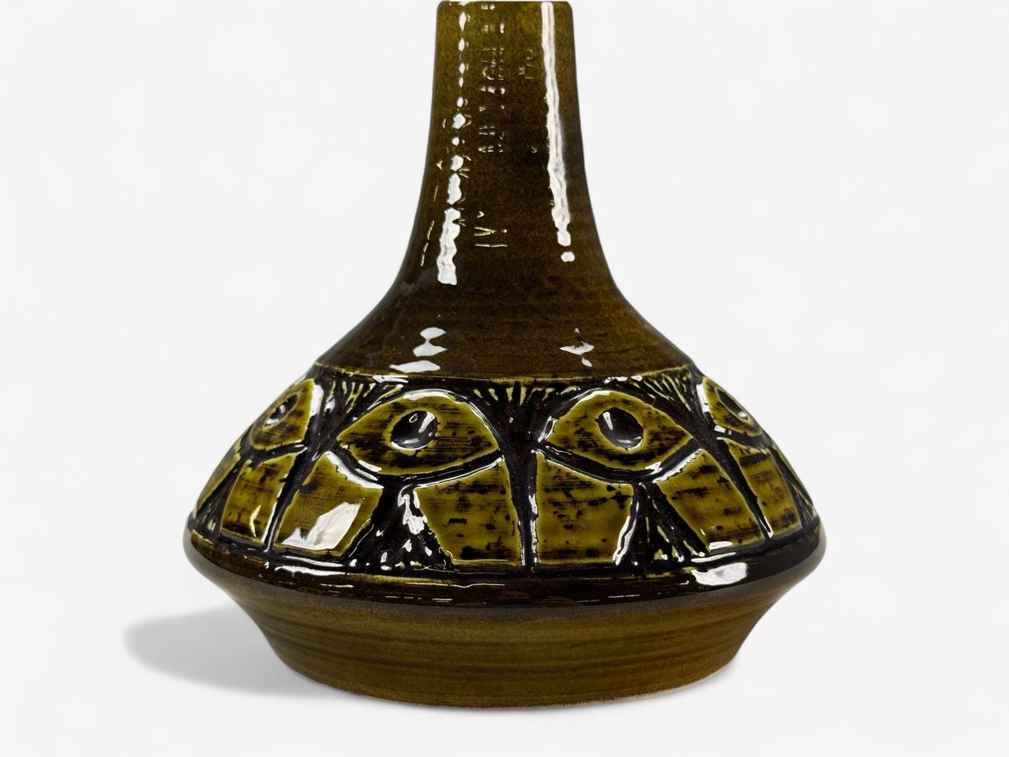 Arne Finne Nielsen, Olive Green Stoneware, Table Lamp, Denmark, 1960s