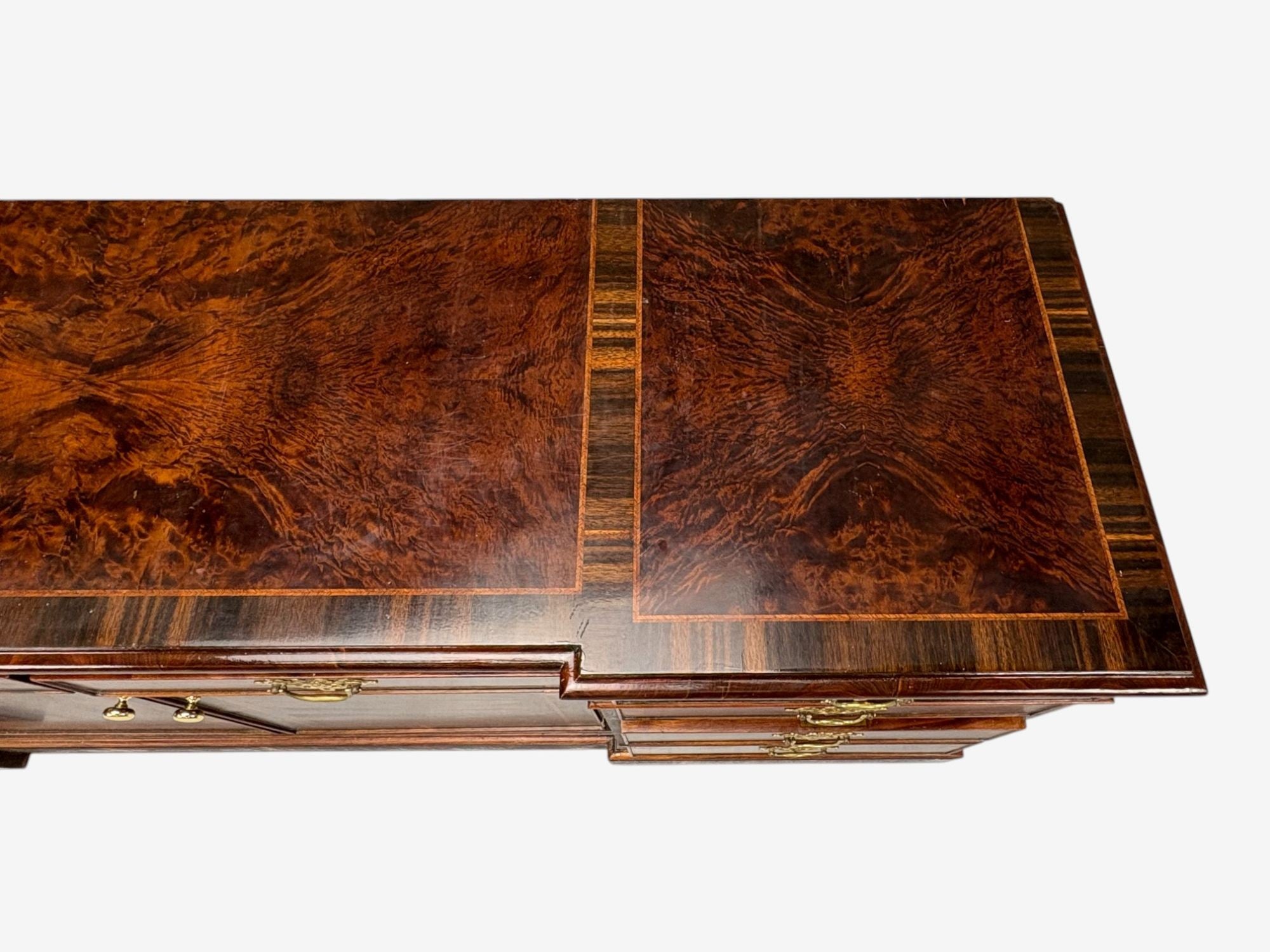 Georgian, Circassian Walnut, Burlwood, Brass, Sideboard, USA, 1980s