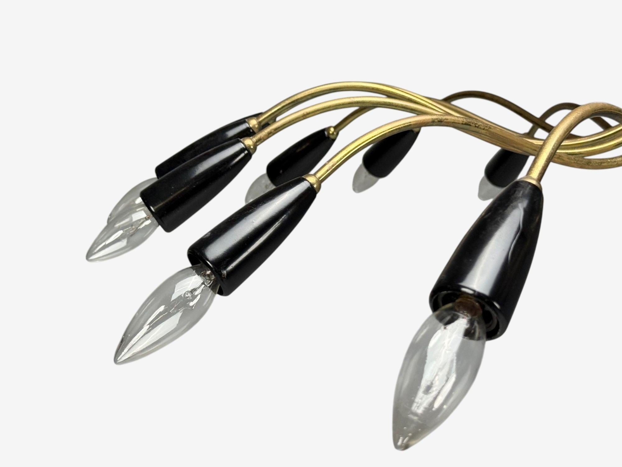 Italian Modern, Enameled Metal, Brass, Chandelier, Italy, 1960s