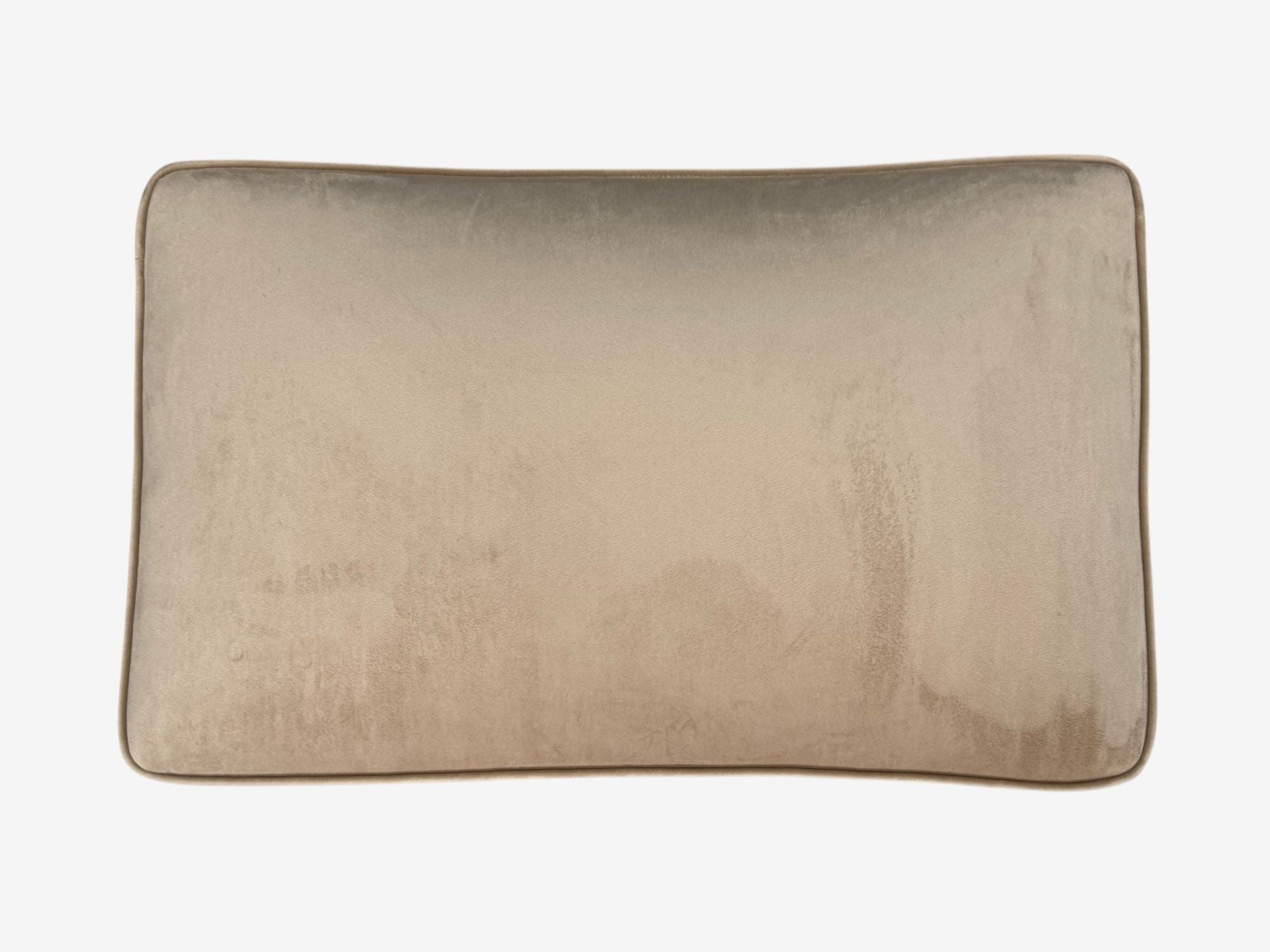 Guglielmo Pecorini, Stained Wood, Beige Velvet, Ottoman, Italy, 1950s