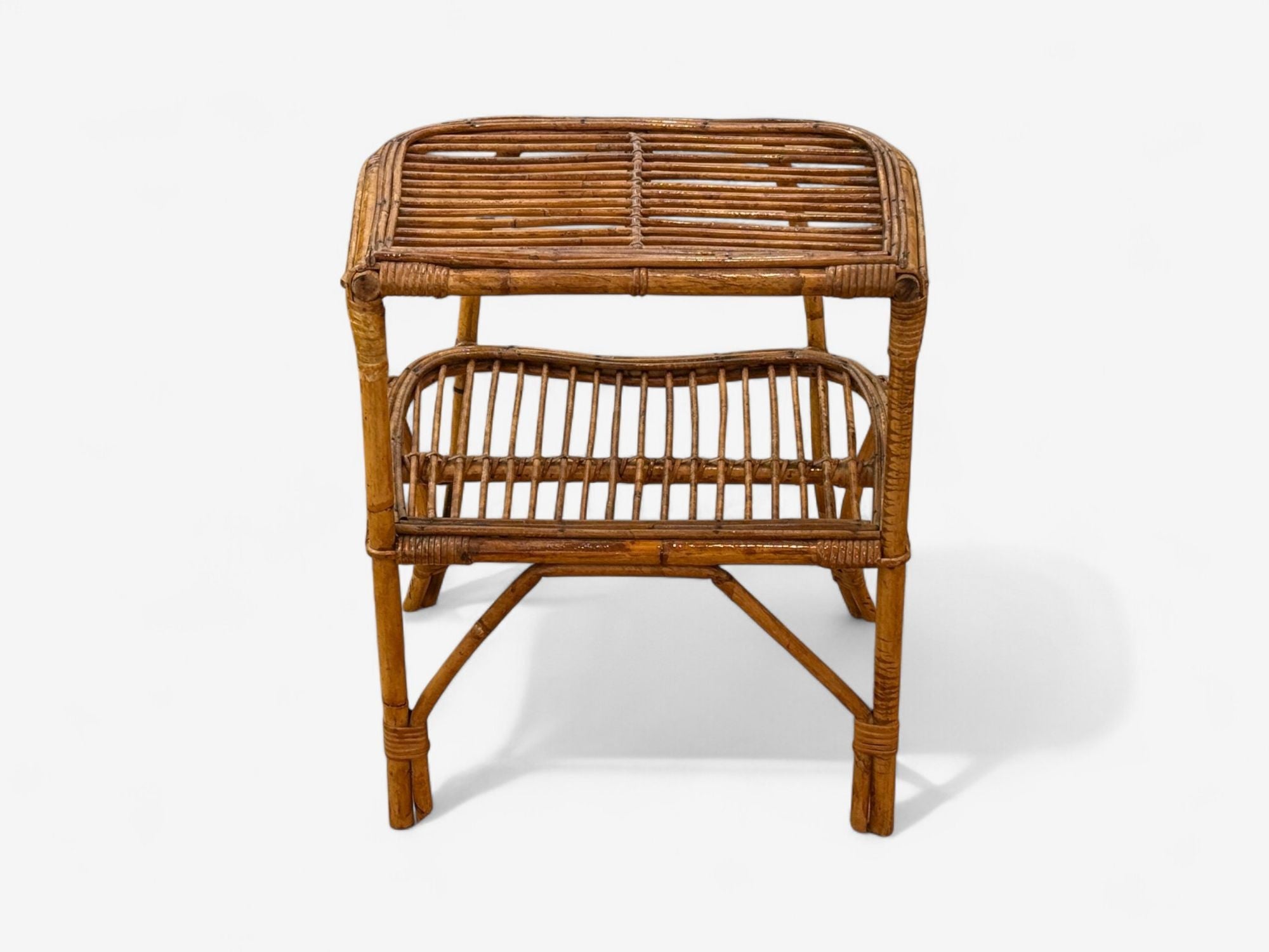 Italian Modern, Rattan, Bamboo, Cane, Side Table, Italy, 1960s