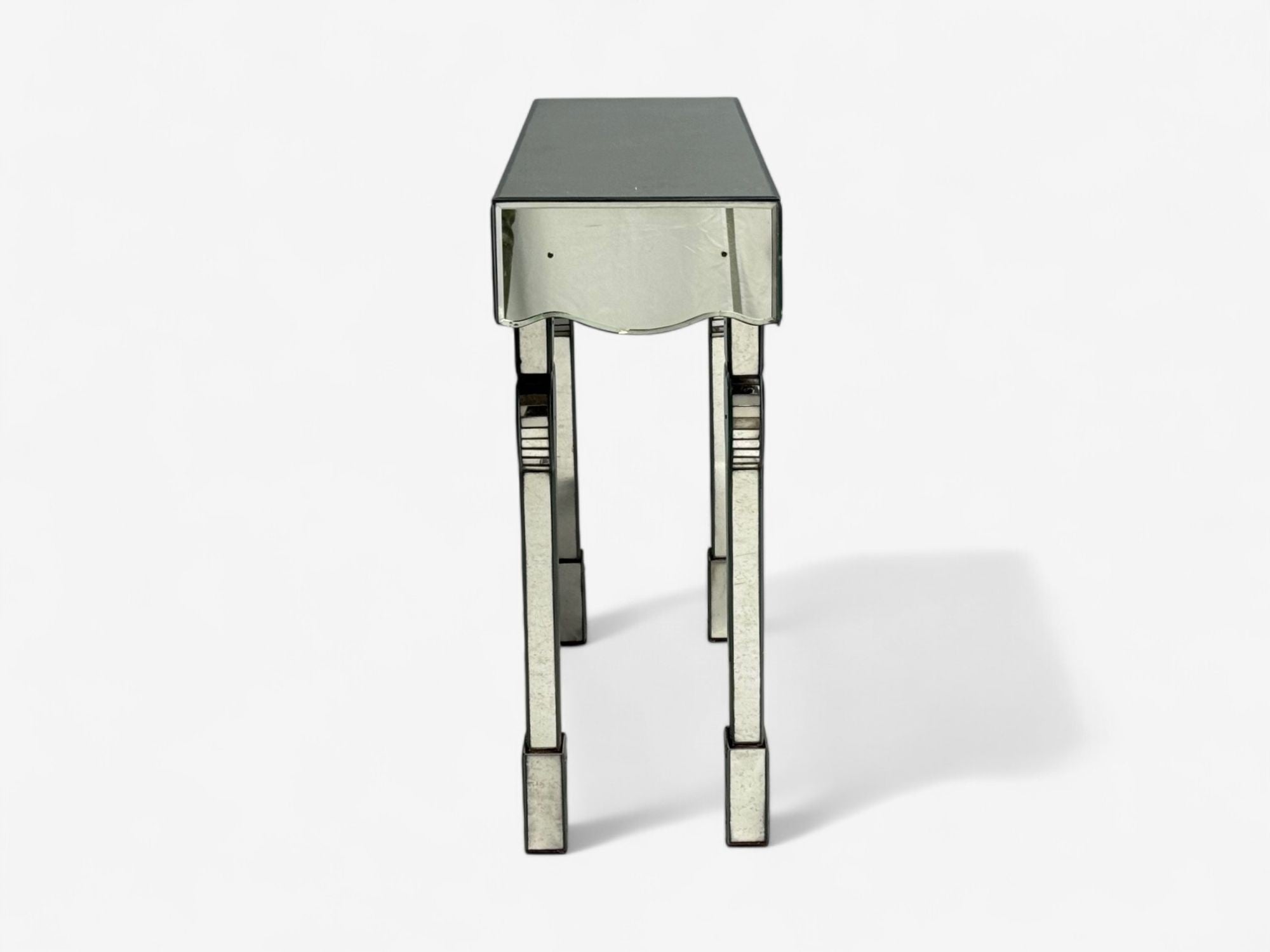 French Art Deco Style, Antique Glass, Painted Wood, Mirrored Console Tables