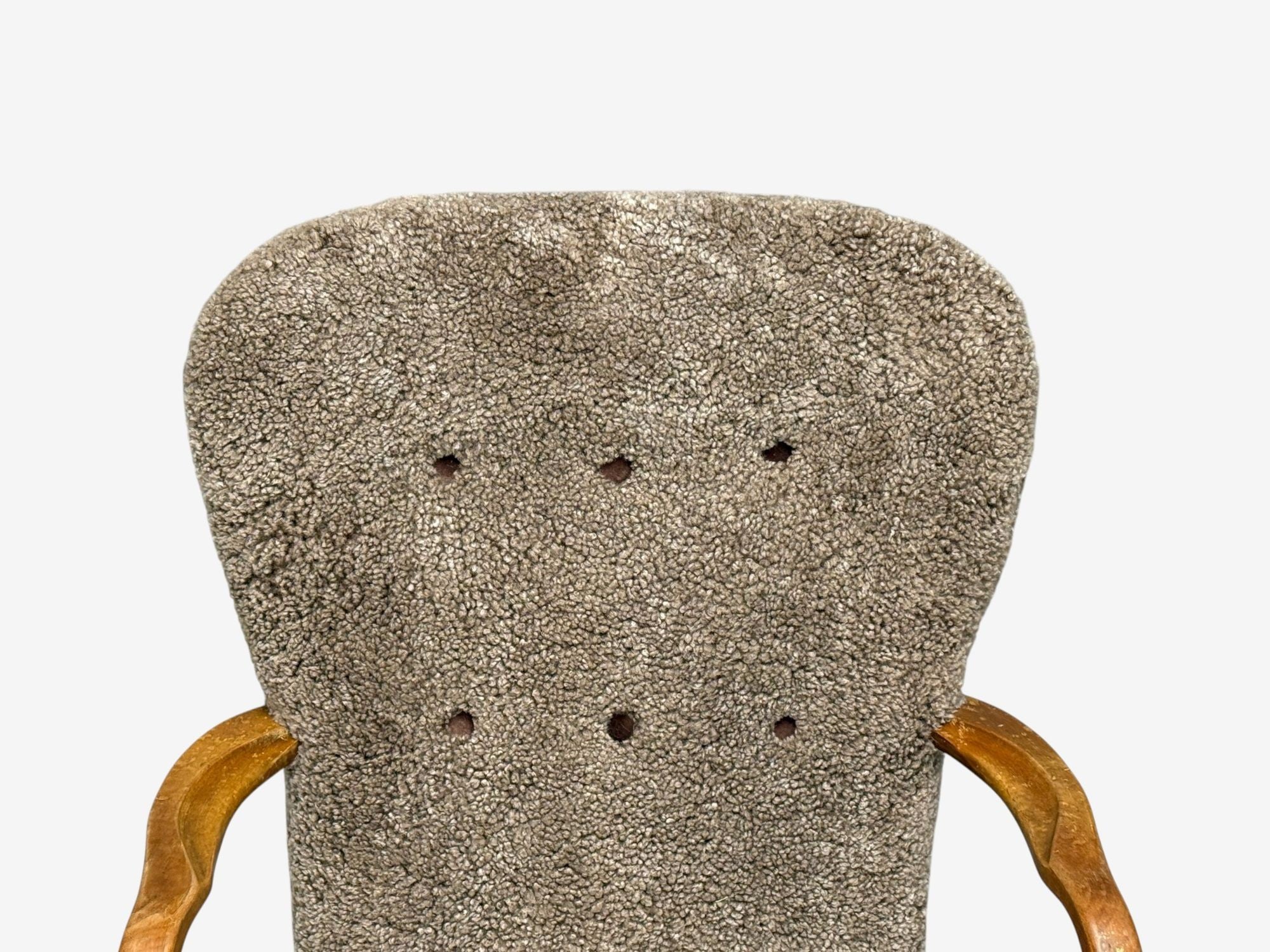 Philip Arctander Style, Shearling, Beech, Lounge Chair, Denmark, 1960s
